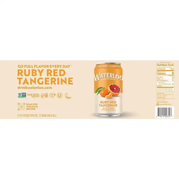 Waterloo Sparkling Water, Ruby Red Tangerine, 12 Fl Oz Cans (Pack of 12) | Naturally Flavored, Zero Calories and Zero Sugar or Sweeteners 7