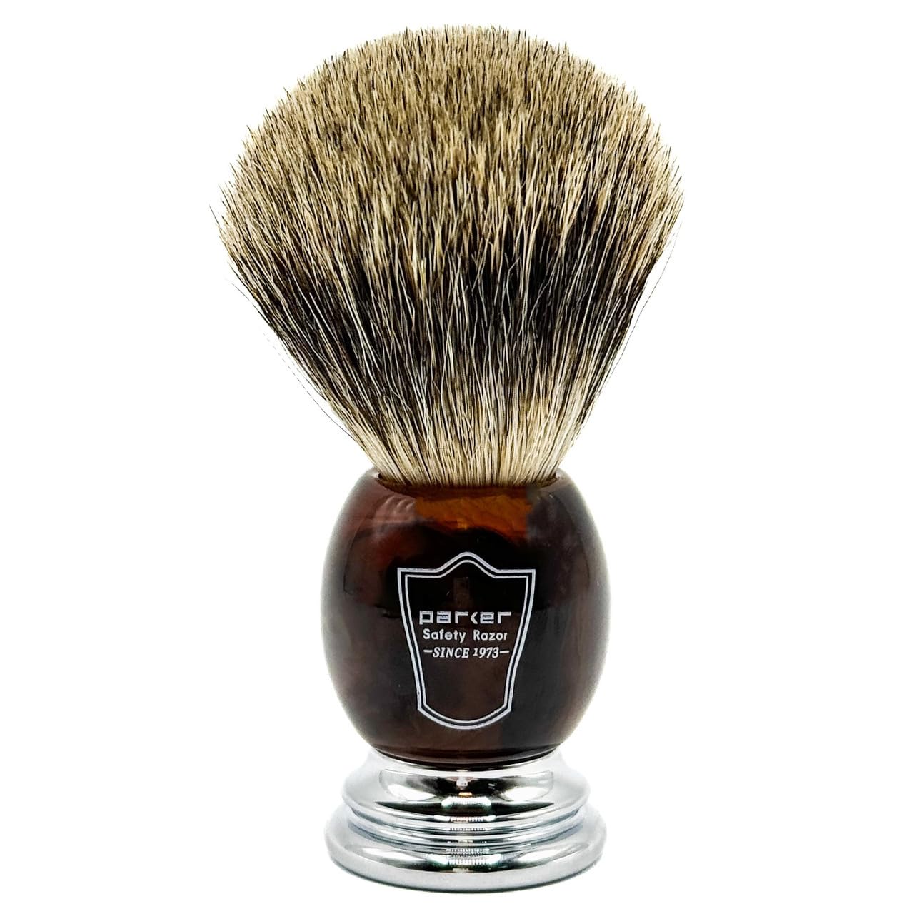 Parker Safety Razor 100% Tasso Puro Setola Faux Horn manico del pennello da barba con il basamento pennello