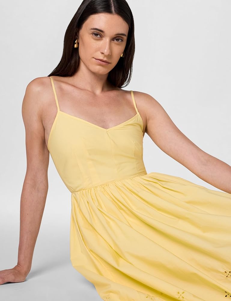 CLUB MONACO Women's Embroidered Eyelet Maxi Dress, Lt.Yellow/Jaune Clair,  10 at Amazon Women's Clothing store
