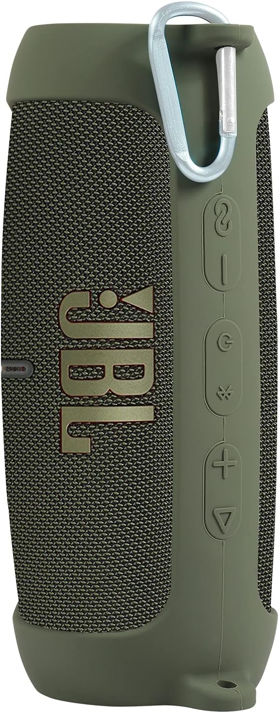 co2CREA Silicone Travel Case Replacement for JBL Charge 5 Waterproof Bluetooth Speaker (Green Case)
