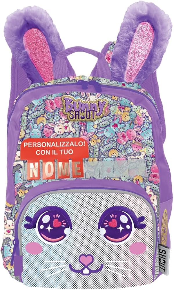 Shout Bunny | Zaino Trolley Sganciabile da Scuola Elementare e Media per Bambini con Ruote in Gomma Zainetto da Bambino o Bambina - Trolley D-Touch