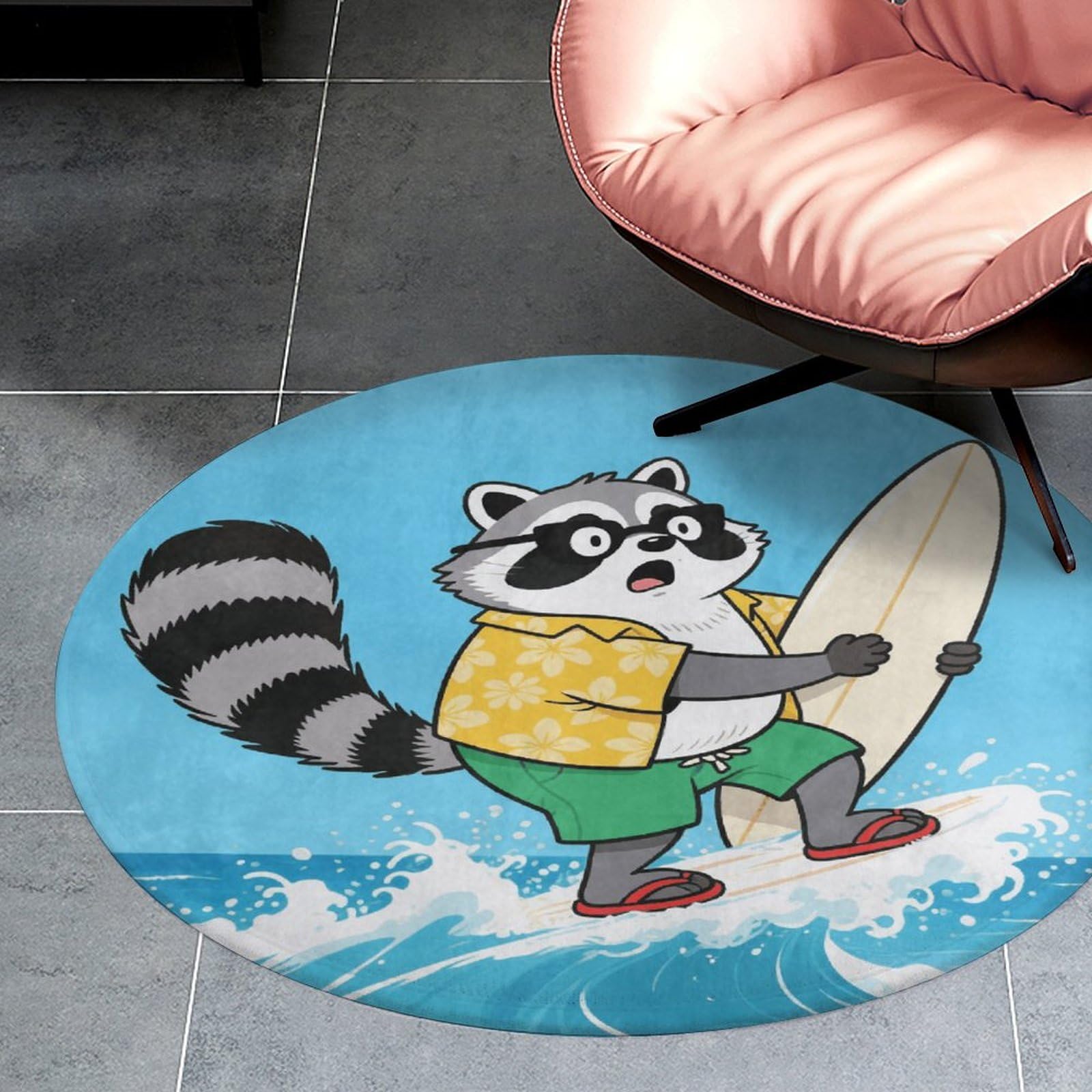 Tapis rond amusant pour chambre et cuisine, décoration douce de 0,9 m de diamètre