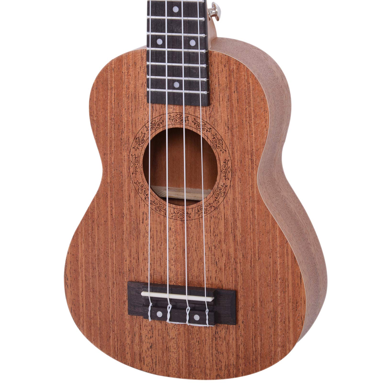 HOMCOM Ukelele 21 Pulgada Ukelele Soprano de Iniciación para Principiantes Ukelele Concierto Hawaiian Cuerdas Aquila de Nylon Material Madera 53x17,5x6,2 cm