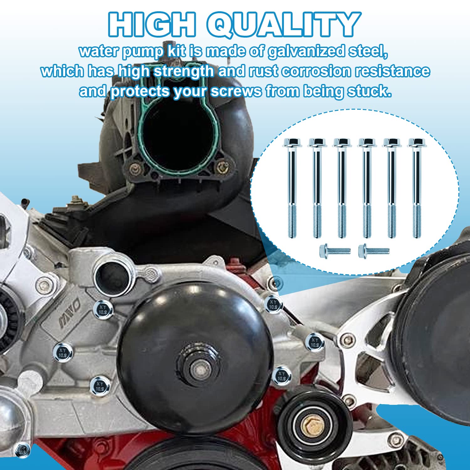 LS Water Pump Bolt Kit Thermostat Bolt Kit Fits for All GM Chevrolet 1997-2014 LS Series Engines LSX LS1 LS2 LS3 LS6 LS7 LS9 LQ4 LQ9, 5.3L 6.0L 6.2L Thermostat Shell Bolts
