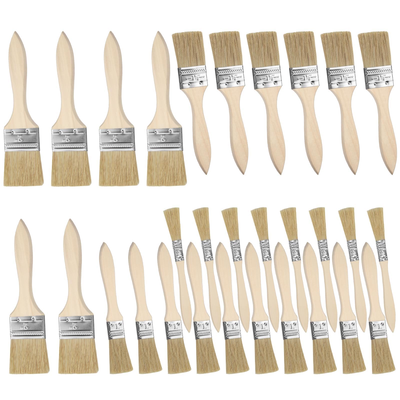 KGGZKG 30 PCS Chip Paint Brushes Set 1.27/2.54/3.81/5.08 cm(0.5, 1,1.5, and 2 inch) Varnish Brush Professional Wooden Handle Paint Brush or Paint, Stains, Varnishes, Glues and Home DIY
