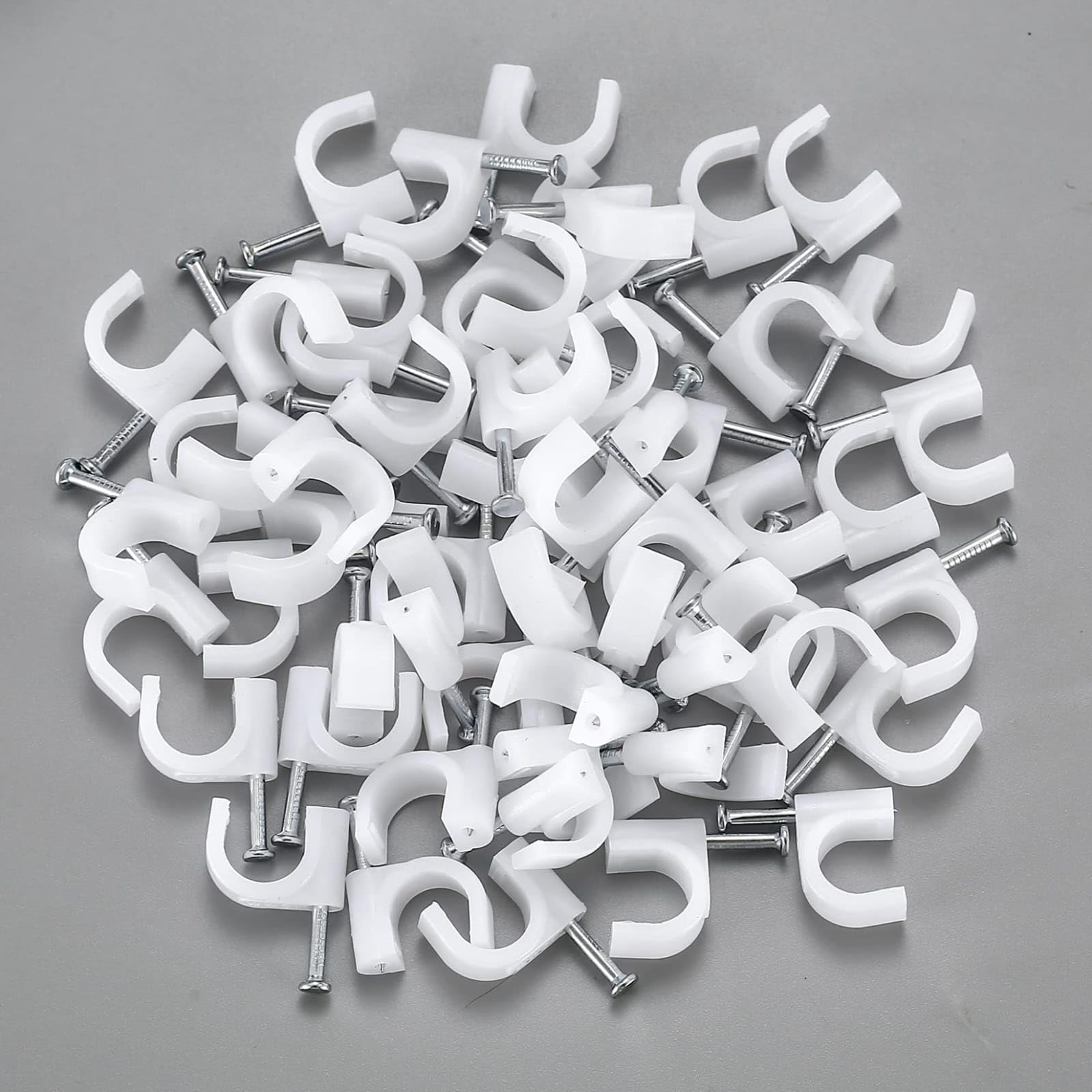ATC 6mm Cable Clips with Metal Nails - Heavy Duty Wire Fasteners, Cord Organizers, Round Cable Clamps for Wall-Mounted Cable Management, Hanging Wires, Home & Office Use (100)-image-26
