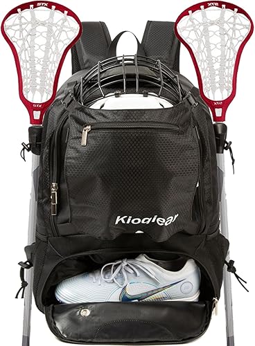 Kioqiear Bolsa de lacrosse, mochila deportiva extra grande para todos los equipos de lacrosse o hockey sobre césped, dos soportes para palos y