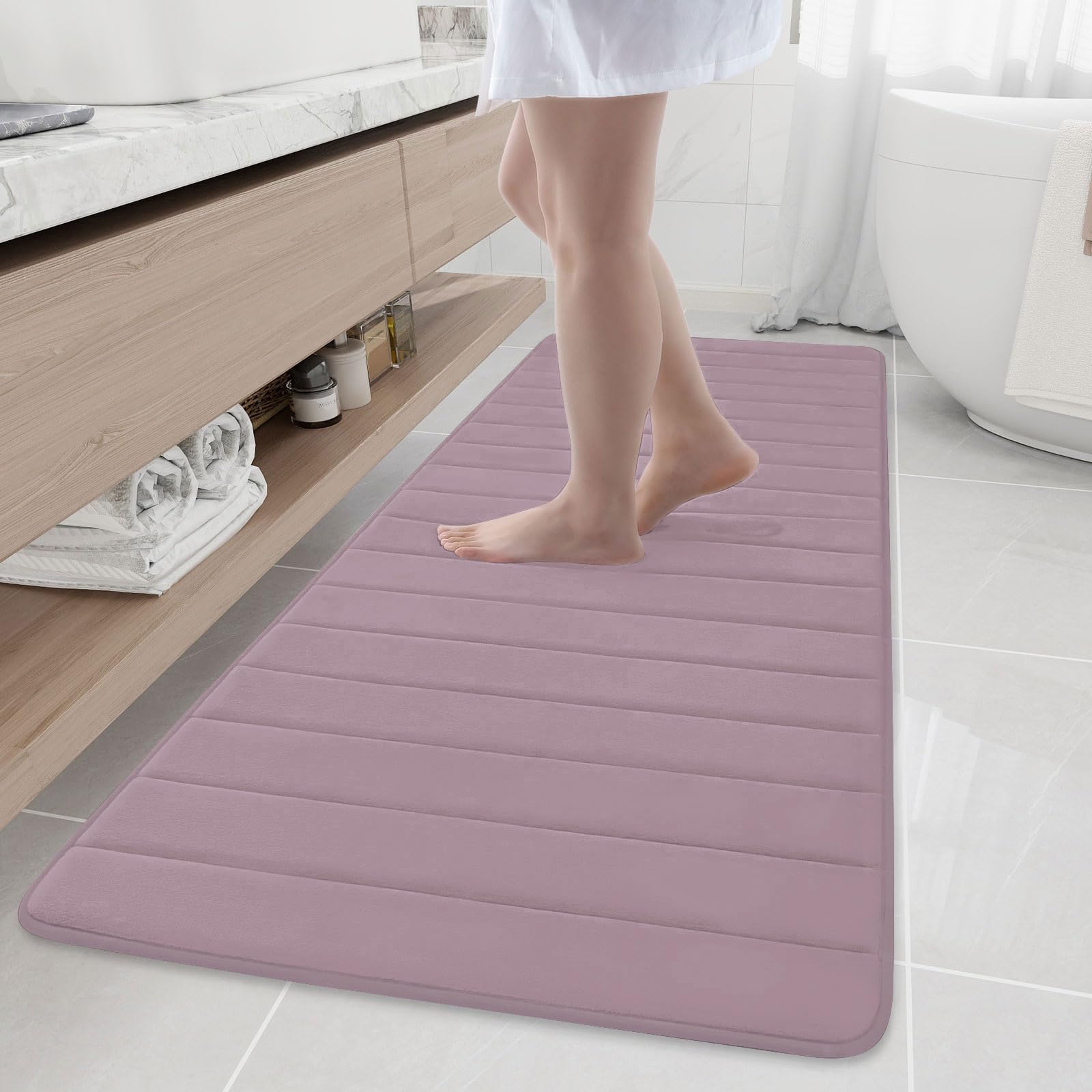 Buganda Memory Foam Bath Mat, 70" x 24", Ultra Soft and Non-Slip Bathroom Rugs, Water Absorbent and Machine Washable Bath Rug Runner for Bathroom,