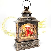 Musical Christmas Snow Globes, Rotating Christmas Lanterns with USB and 3AA Batteries with Projector, Timer, Christmas Decorations Vintage Gifts for Decoration (Santa Claus+Reindeer+Mailbox)