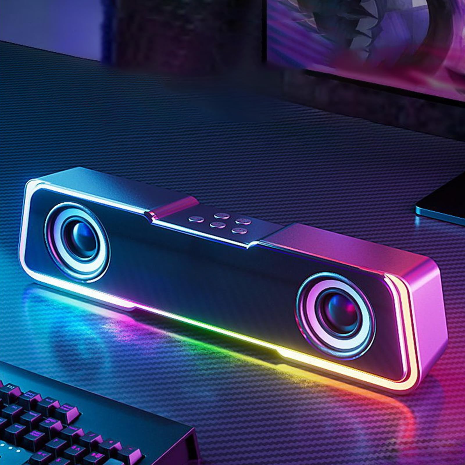 Bluetooth Speaker Portable Speakers Bluetooth Wireless with Fm Radio Colorful Light Strip Long Sound Speaker HiFi Surround Sound