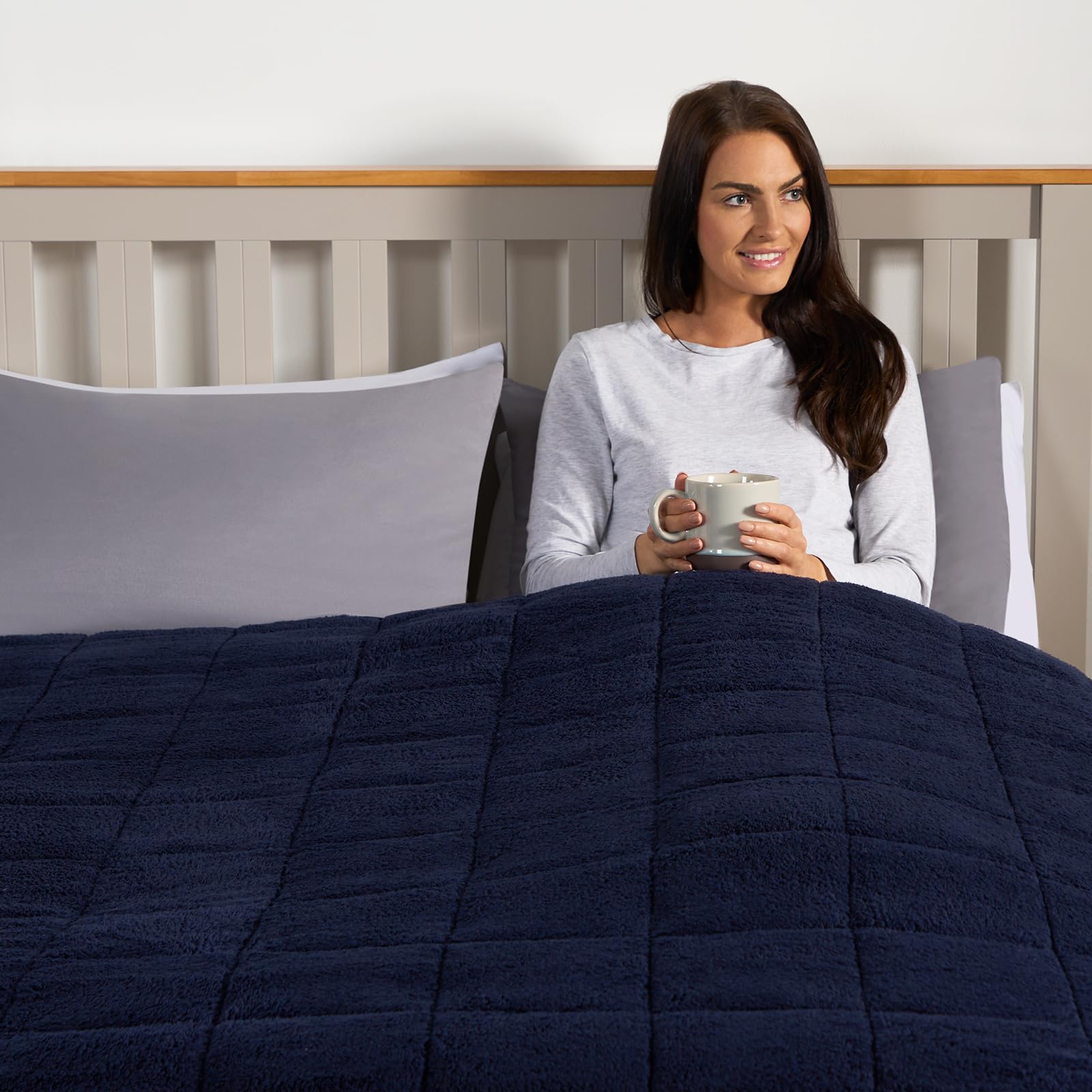 Brentfords Weighted Blanket for Adults, Super Soft Teddy Fleece Adult Weighted Blanket Sleep Therapy Insomnia Anxiety Stress Relief - Navy Blue, 125 x 180cm - 6kgOEKO-TEX STANDARD 100