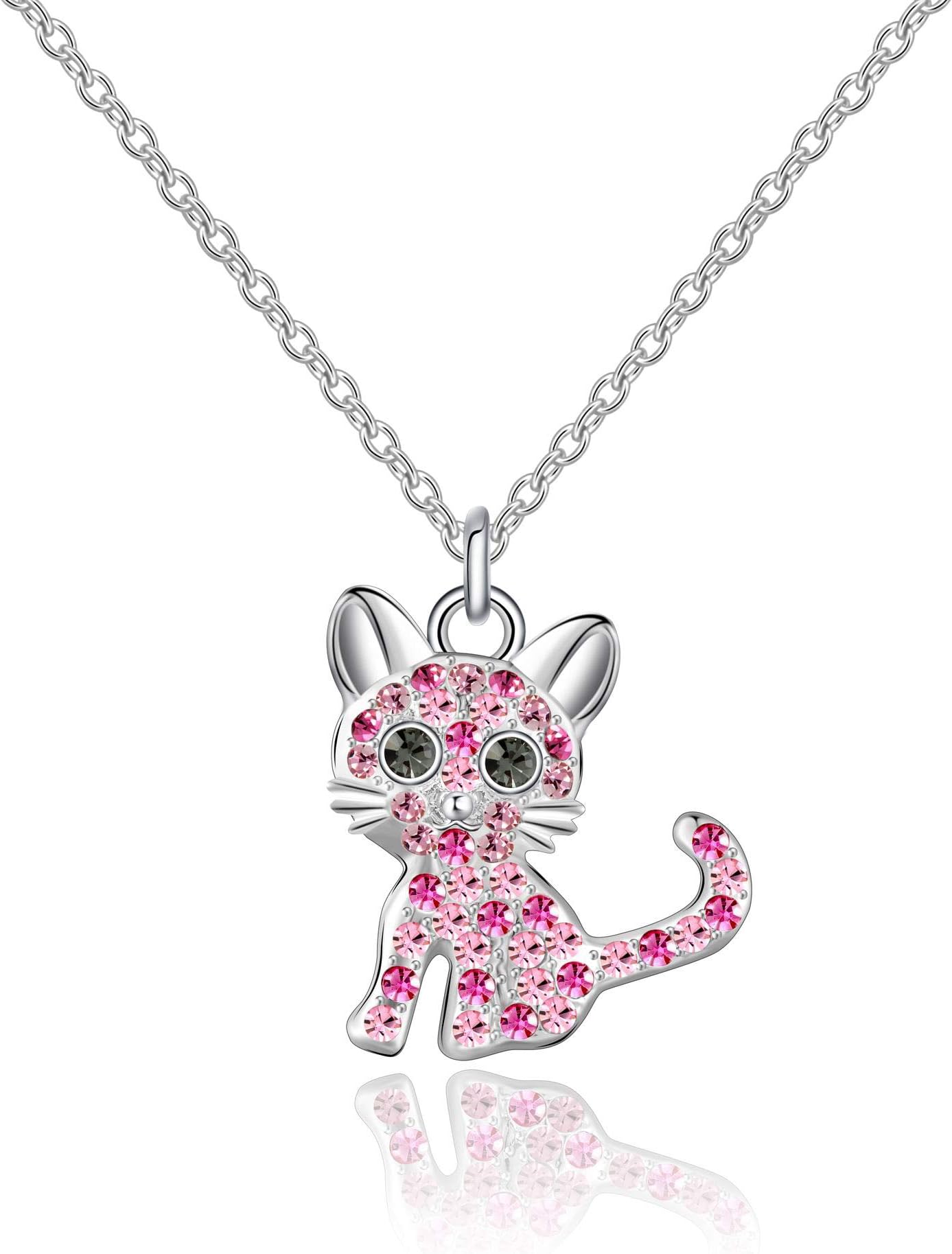 - Girls Cat Birthstone Necklace Gifts for Women,Kitty Cats Dog Pendant Necklaces Jewelry for Cat Lovers
