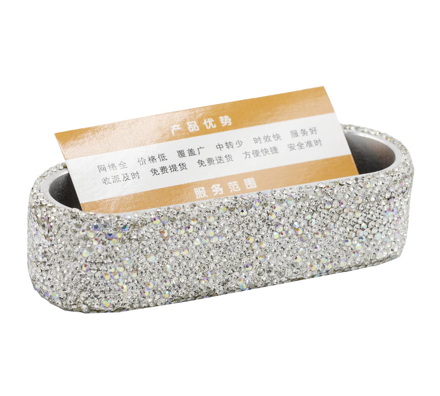 Porte-cartes de visite cadeau idéal de luxe en strass argenté pour bureau