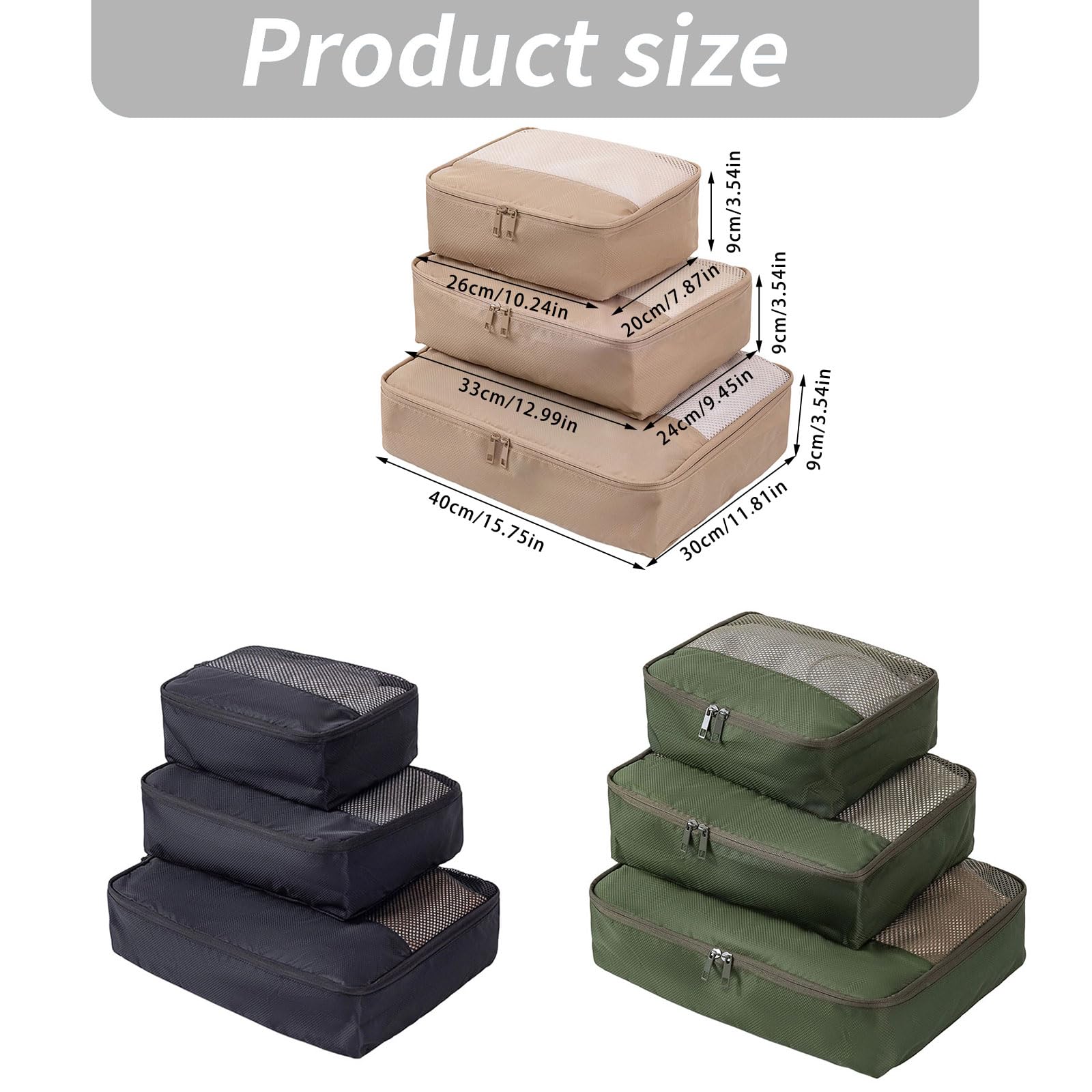 3 Borse Organizer Impermeabili per Attrezzatura da Viaggio Borse portaoggetti in Poliestere con Fodera in Nylon 420D Set Borse portaoggetti da Viaggio