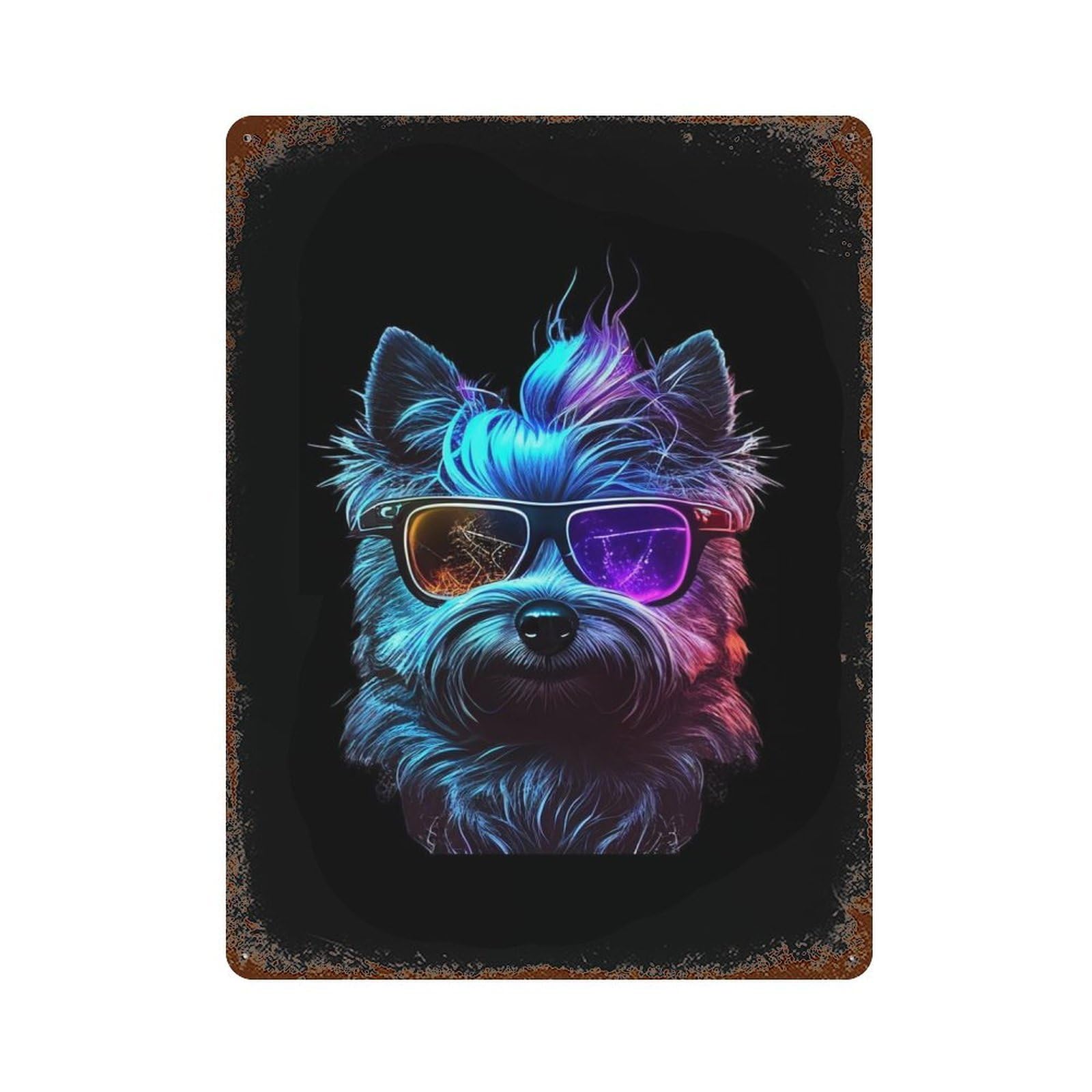 Cairn Terrier Aged Metal Wall Plaque 15.7"x11.8", Farmhouse Wall Decor for Office, Studio And Wall Decor