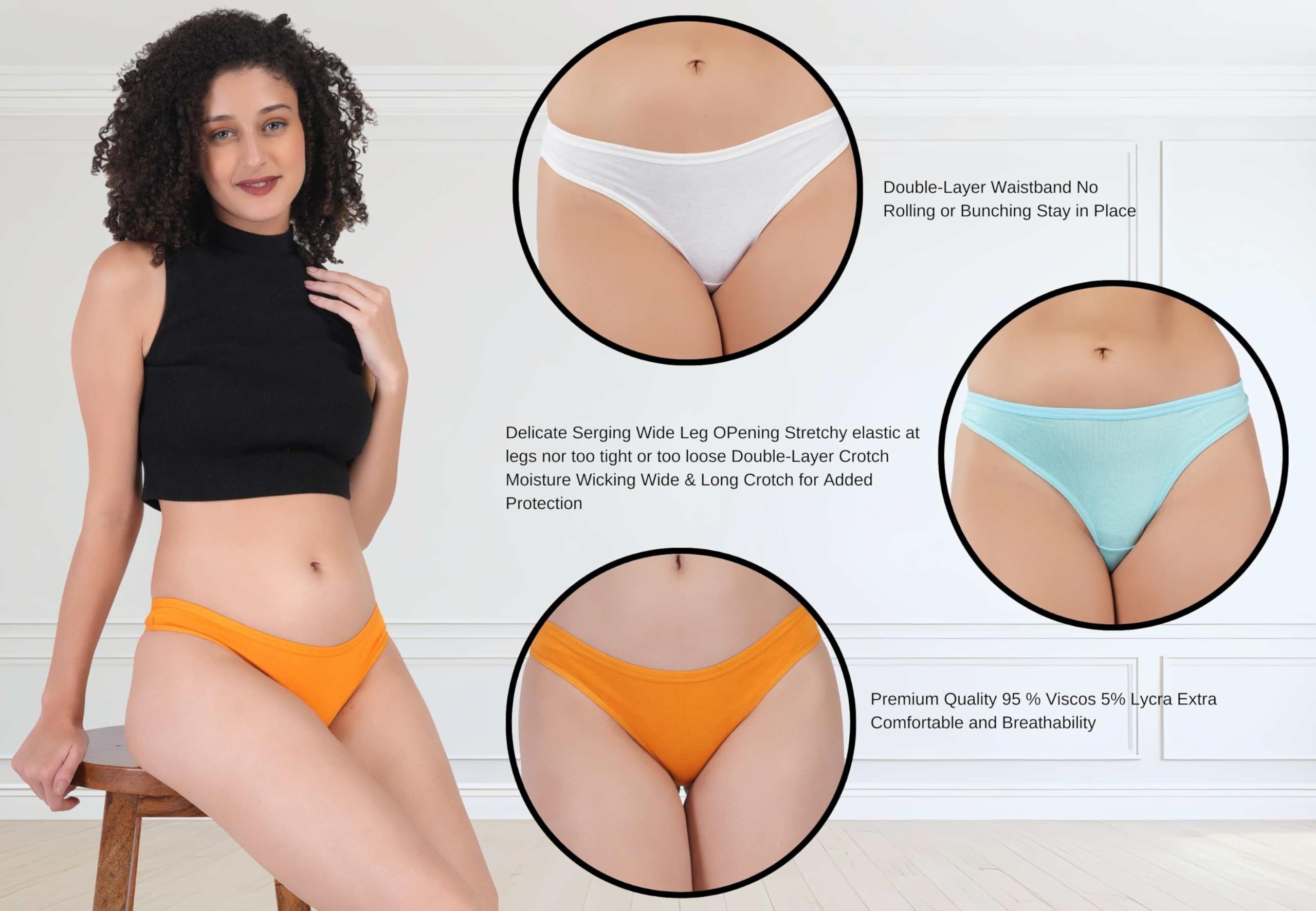 Flosee Women's Viscos Cotton G-Staring Thong Panties, Available in Regular & Plus Size Pack of 2 - Image 4 thumbnail