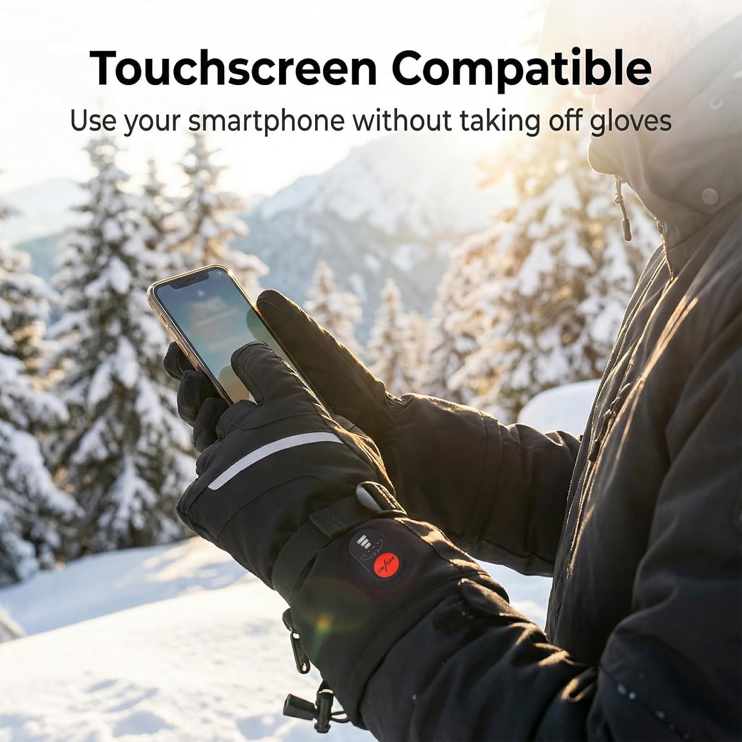 Heated Gloves for Men & Women, 7.4V Rechargeable Battery Powered Electric Ski Gloves, Insulated Water-Resistant Windproof Touchscreen Winter Gear for Skiing, Working, and Outdoor Activities