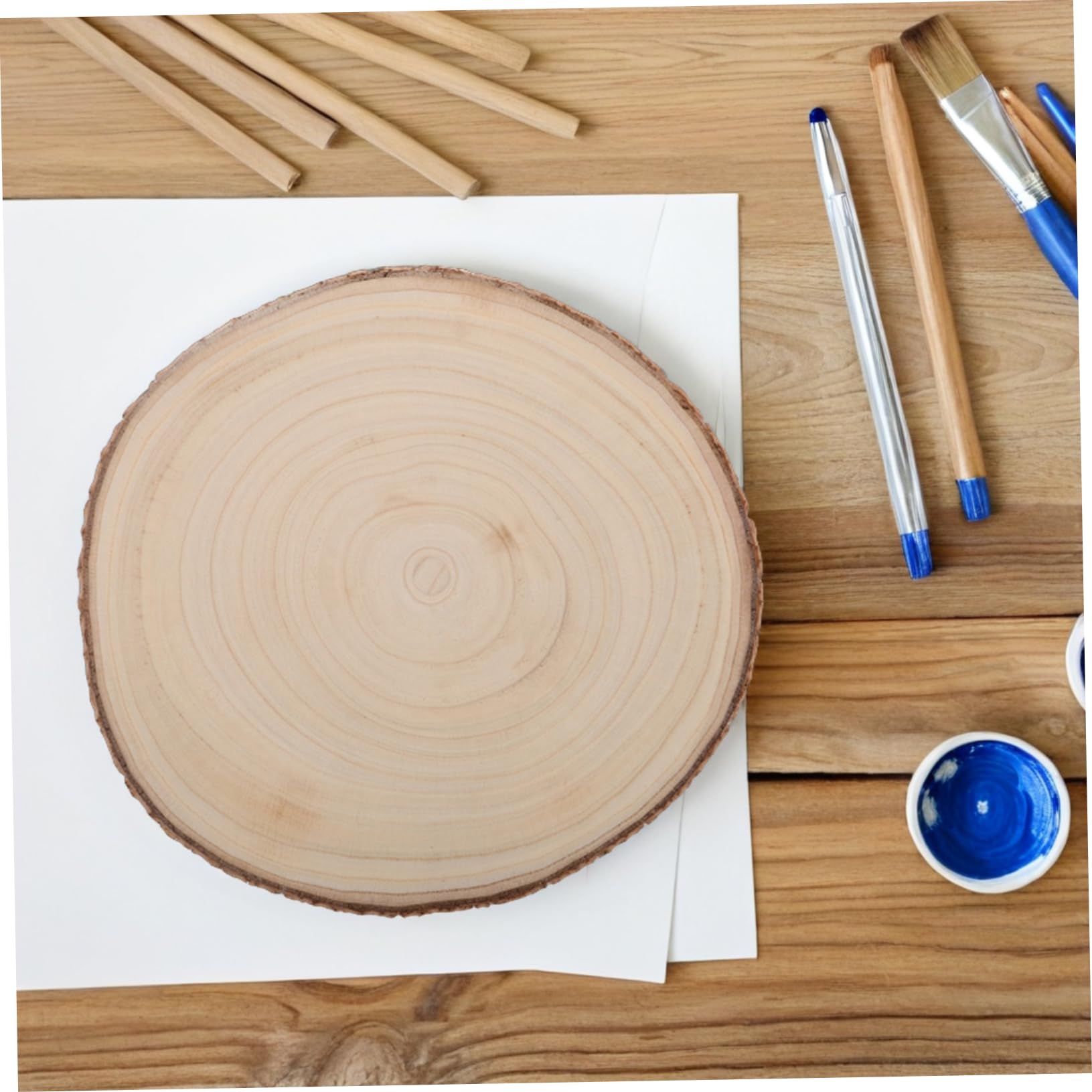 Unbehandelte Holzscheiben für Bastelarbeiten, 2 Stück, Naturbelassen | Malerei und Kreative Deko, Holz, Beige, Vielseitig Nutzbar, für Hochzeiten und Bürodekoration