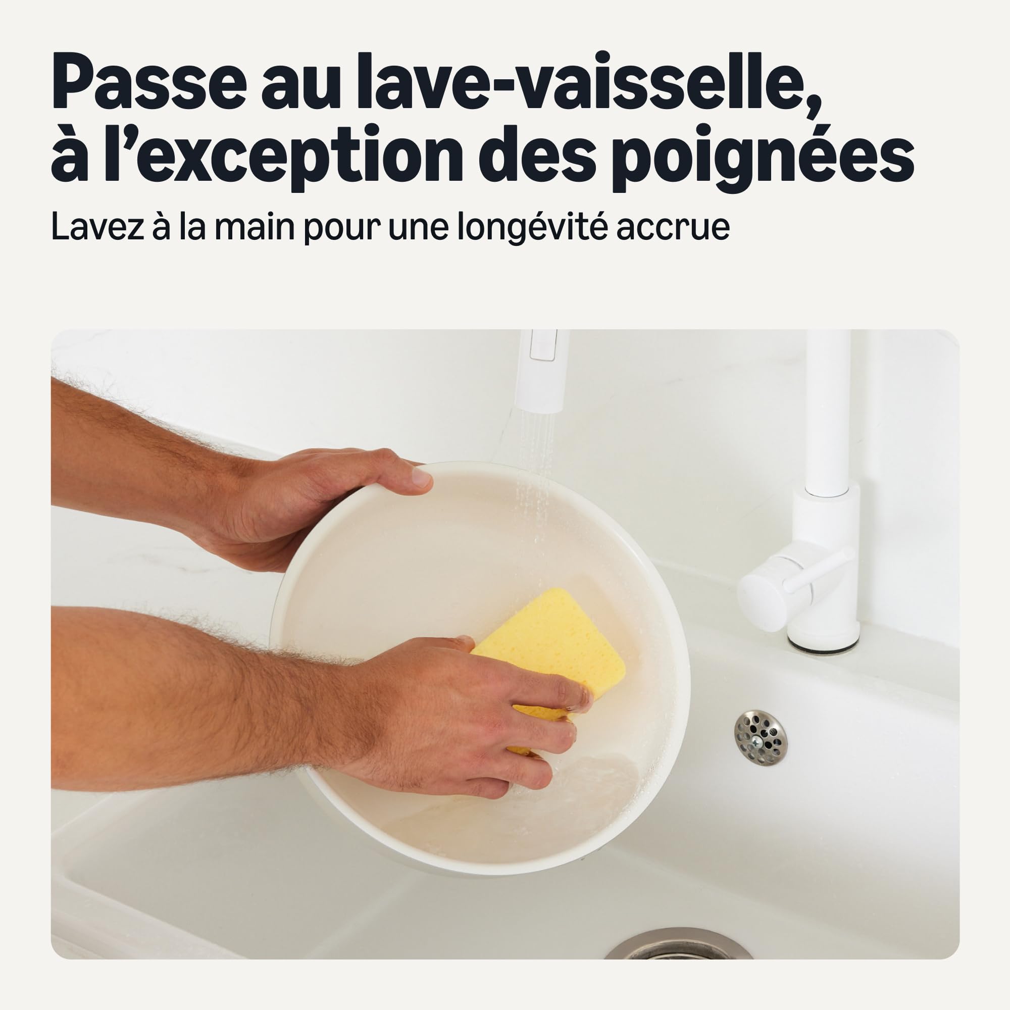 Amazon Basics Ustensiles de Cuisine Empilables Antiadhésifs en Céramique avec Poignées Amovibles, Lot de 11 Pièces, Compatible Tous Feux, Couleur Ivoire