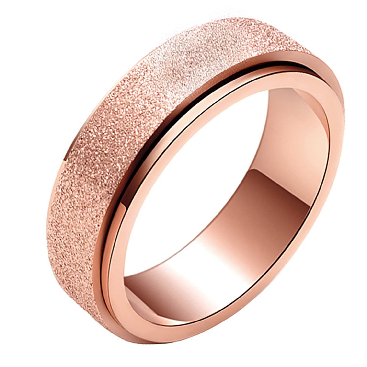 PAURO Women's Men's 2mm/4mm/6mm/8mm Sandblast Finish Lucky Worry Ring Band