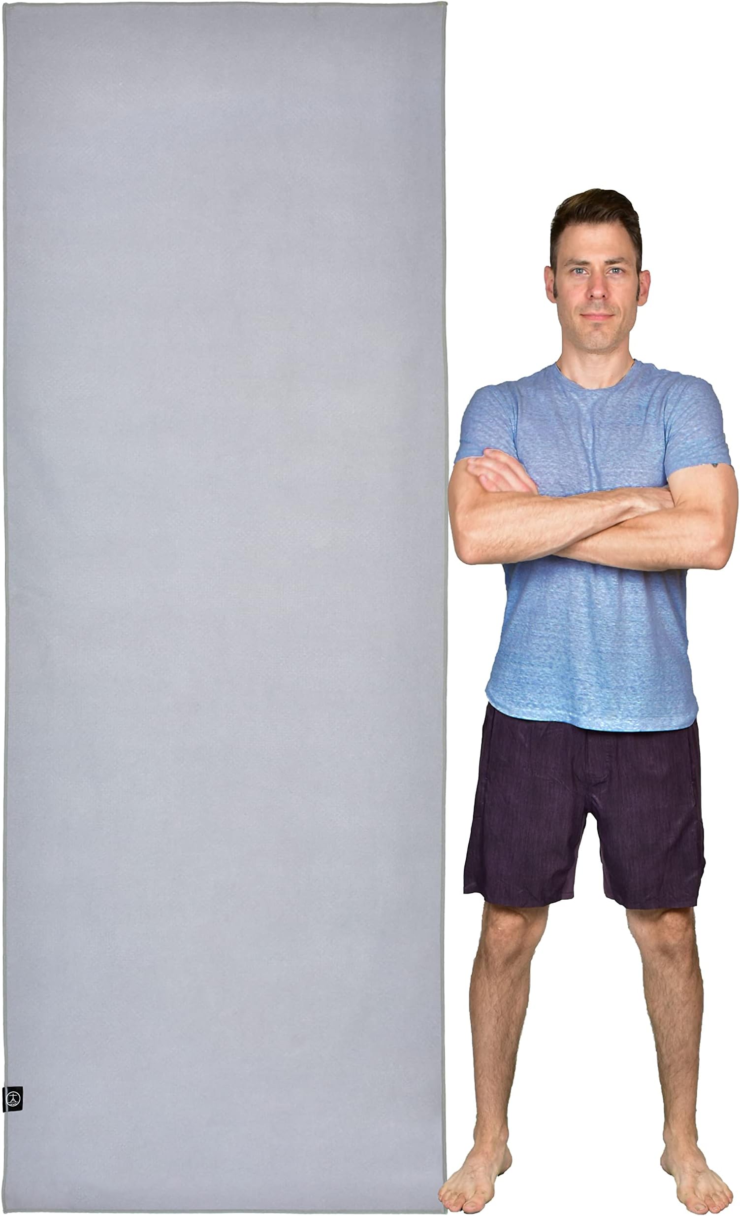 Tatago Hot Yoga Mat Towel Non Slip for Hot Yoga (72-84 inch Mats) Our Hot Yoga Towel Non Slip Silicone Dabs & Absorbent Microfiber Blend Gives You More Grip As You Drip! (Nube Gris, XL - 84")