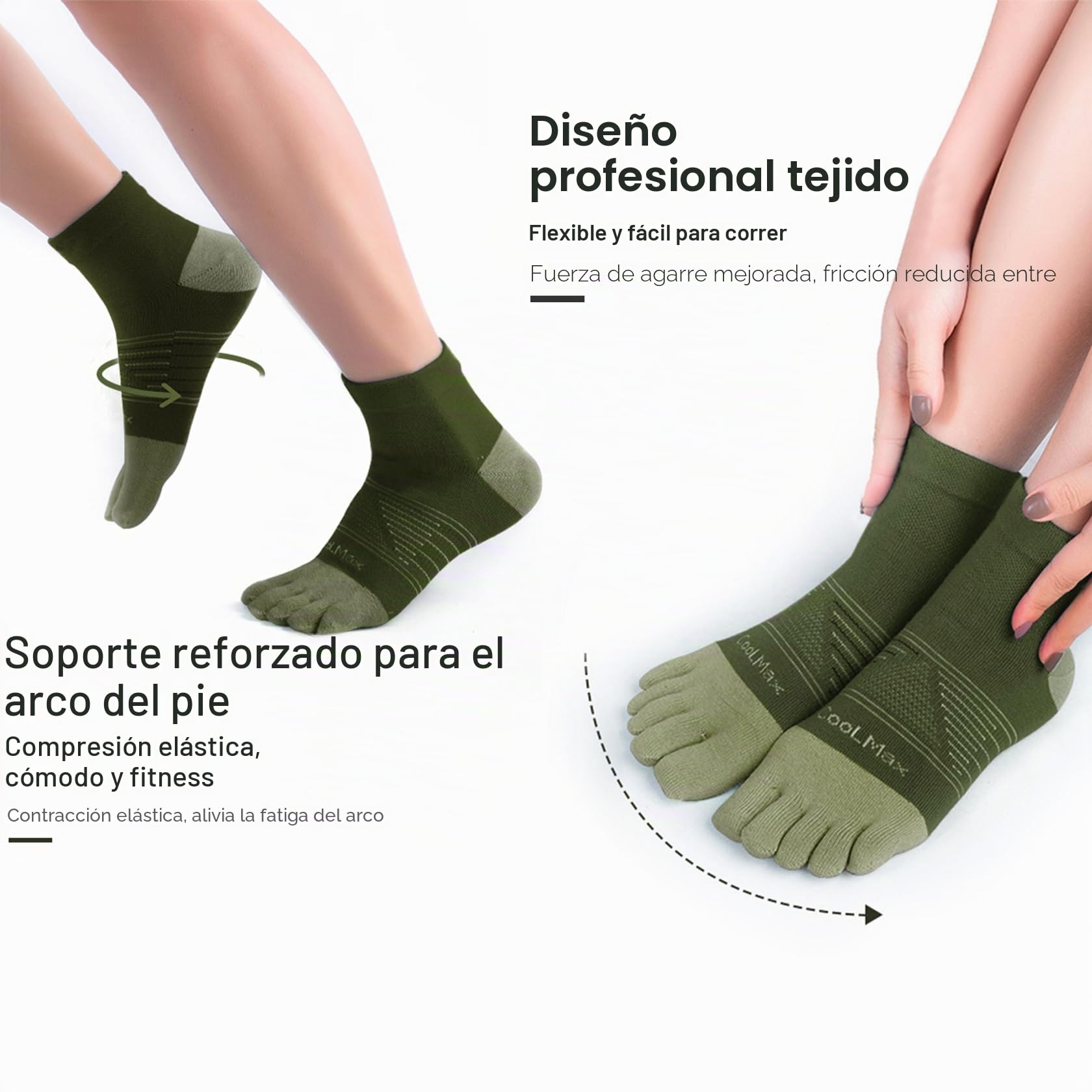 Calcetines de dedos para hombres y mujeres calcetines para correr Coolmax calcetines tobilleros transpirables