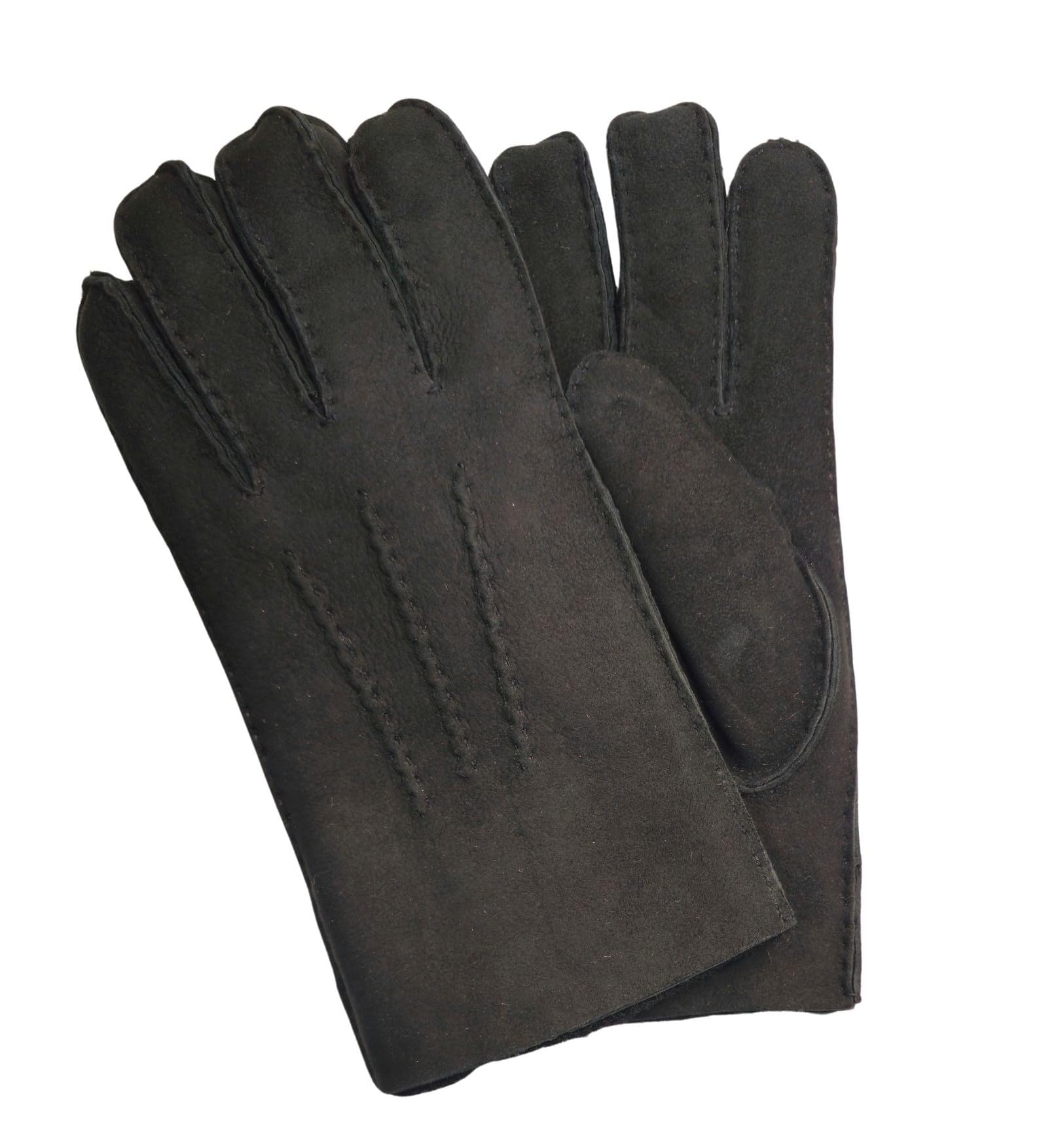Infinity Leather Men's   Black  Luxury Sheepskin Suede Leather Gloves in Size L, BrandAlley