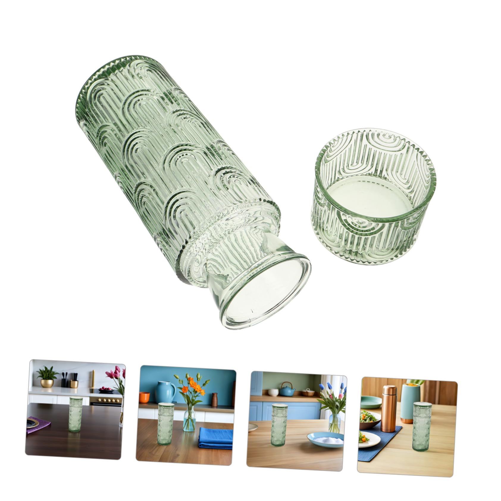Jarra y Vaso de Vidrio con Decoración Elegante para Noche y Comedor Jarra para Agua y Transparente Duradera y para Mesilla y Baño