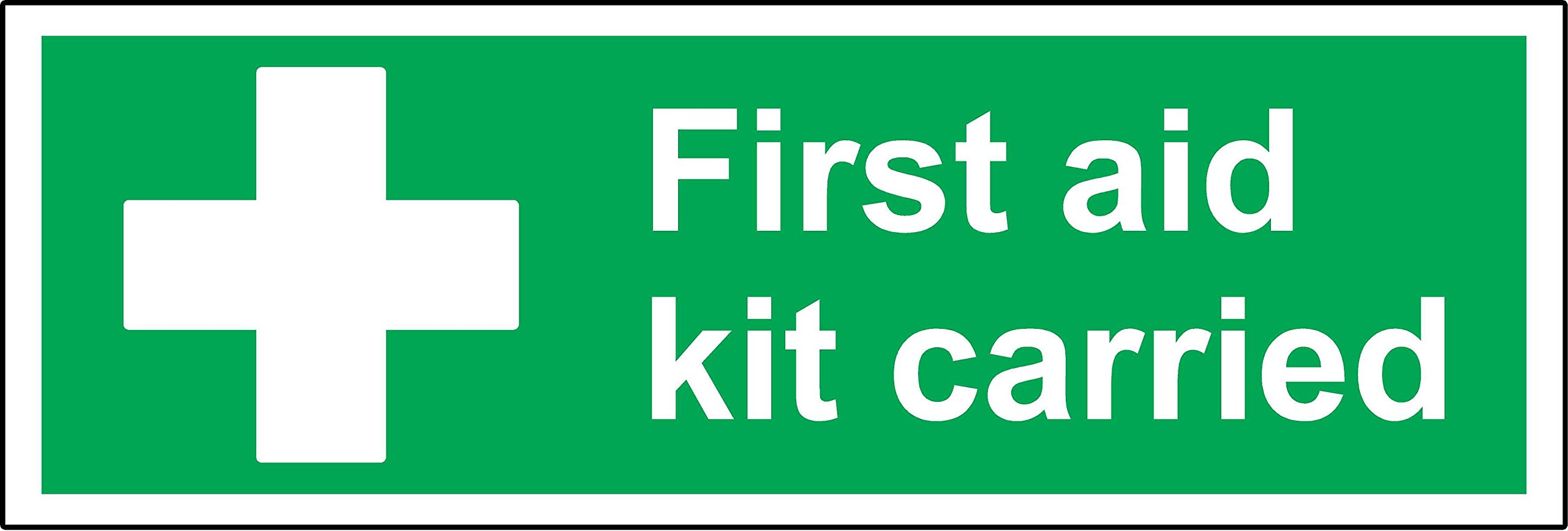 First aid kit carried Safety sign - Self adhesive sticker 150mm x 50mm