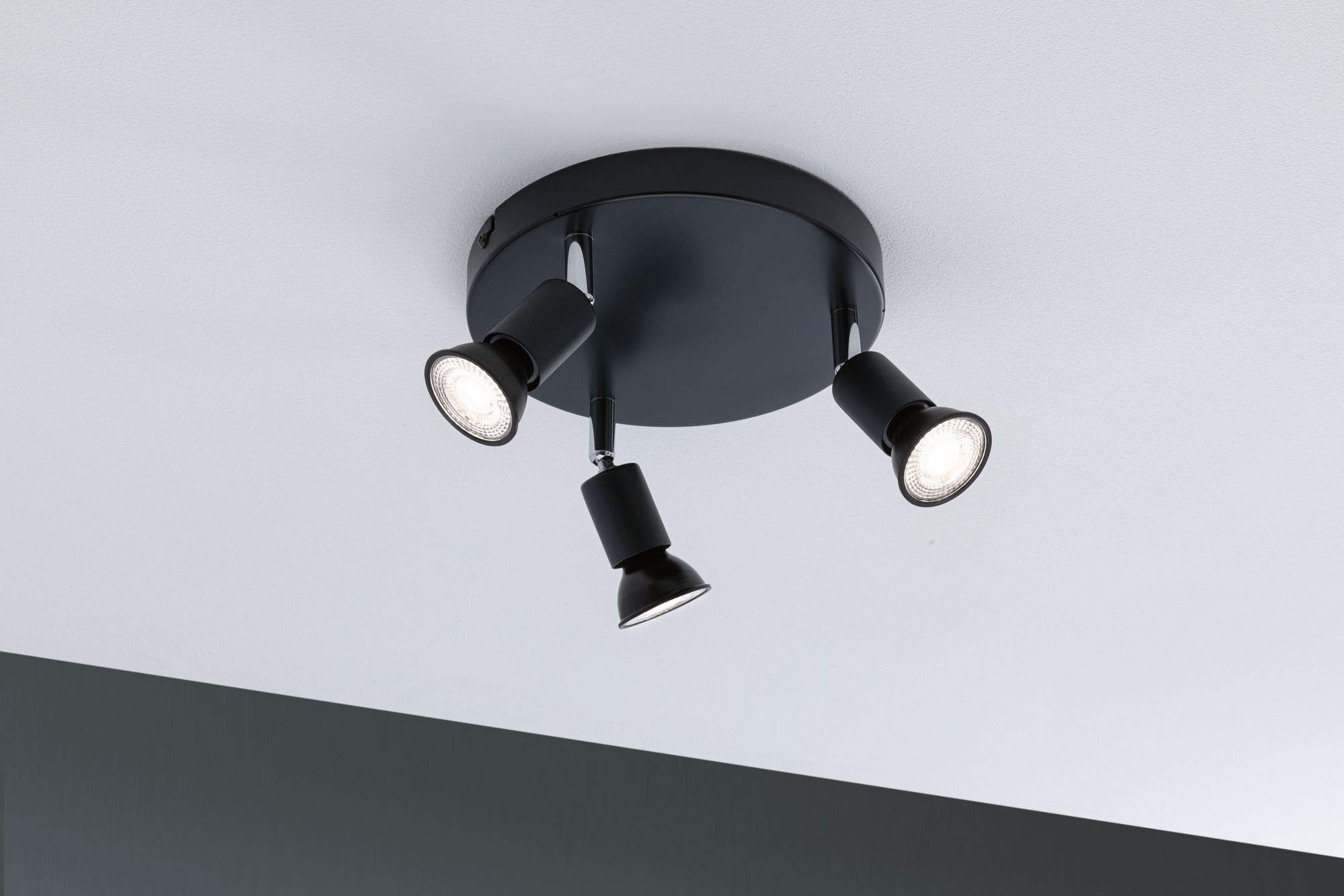 Paulmann 66752 Spotlight Carolina 3-flammig IP44 max. 3x10 Watt dimmbar Deckenstrahler Anthrazit, Chrom Metall Deckenspot GU10 ohne Leuchtmittel