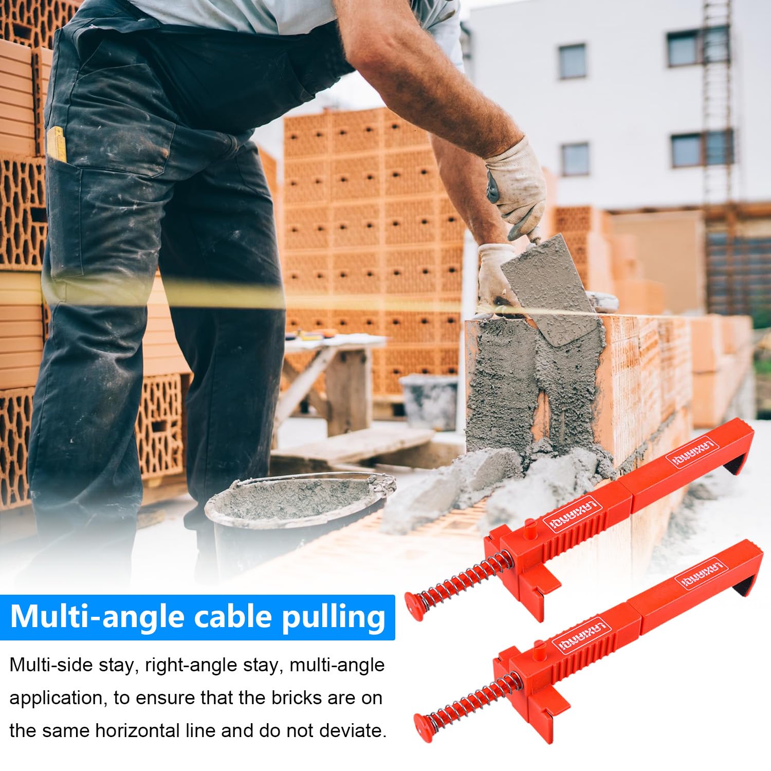 2 Pezzi Estrattore per Rivestimento di Mattoni, Resistente All'usura e Antiscivolo, Estrattore per Rivestimento di Mattoni Può Essere Bloccato Nell'intervallo di 20-24 cm, per L'edilizia (Rosso)