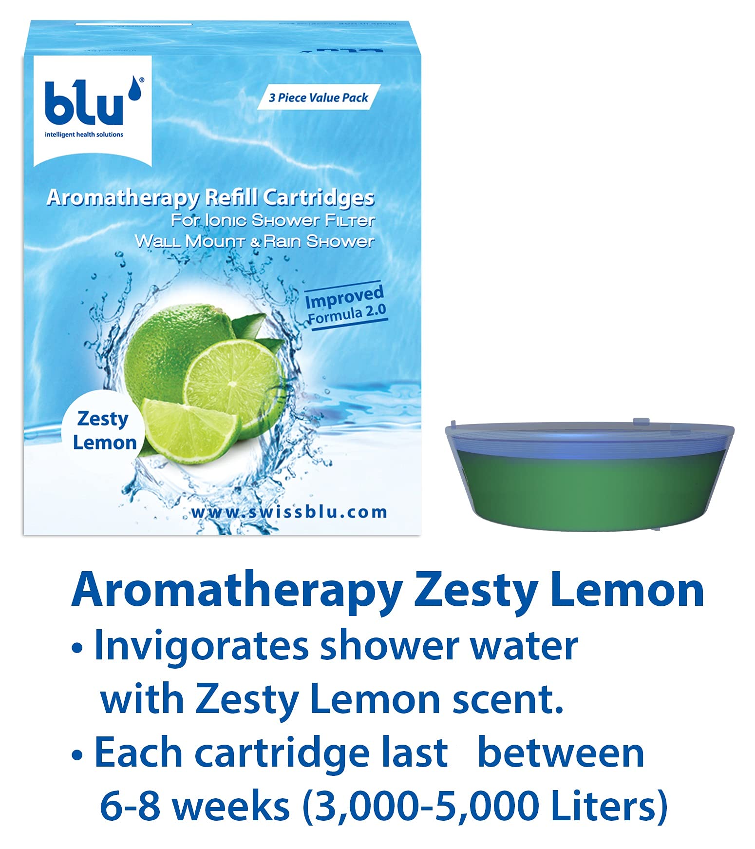 Blu Zesty Lemon Refill Cartridges (3Piece Value Pack) For Ionic