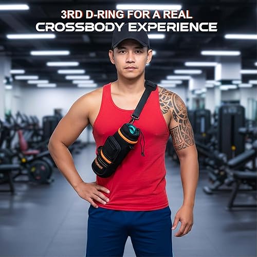 Miniatura 6 de Botella de agua motivacional de 32 onzas  Funda de neopreno para botella de agua para corrersenderismo  Soporte para botella de agua con correas