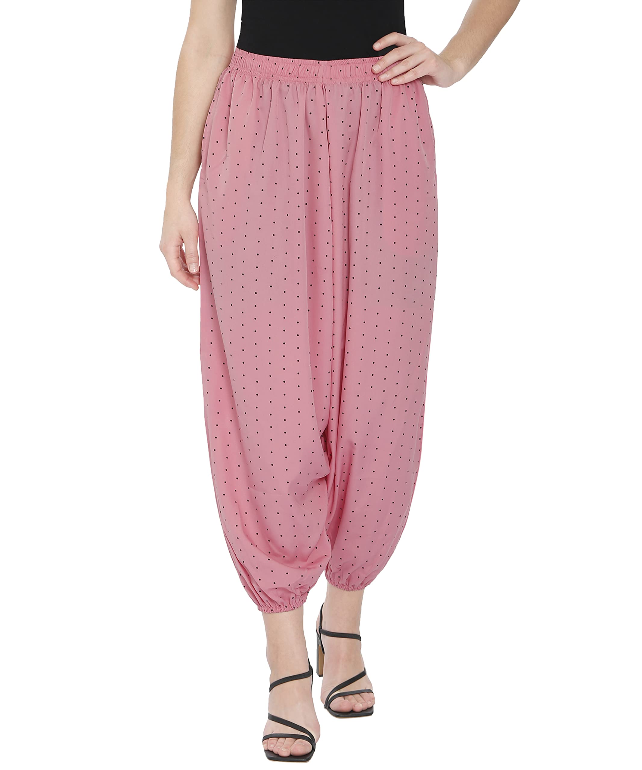 Women Full Flared Loose Fit Harem Pants | Baggy Harem Pants | Crepe Afgani Salwar Palazzo Pants-image-41