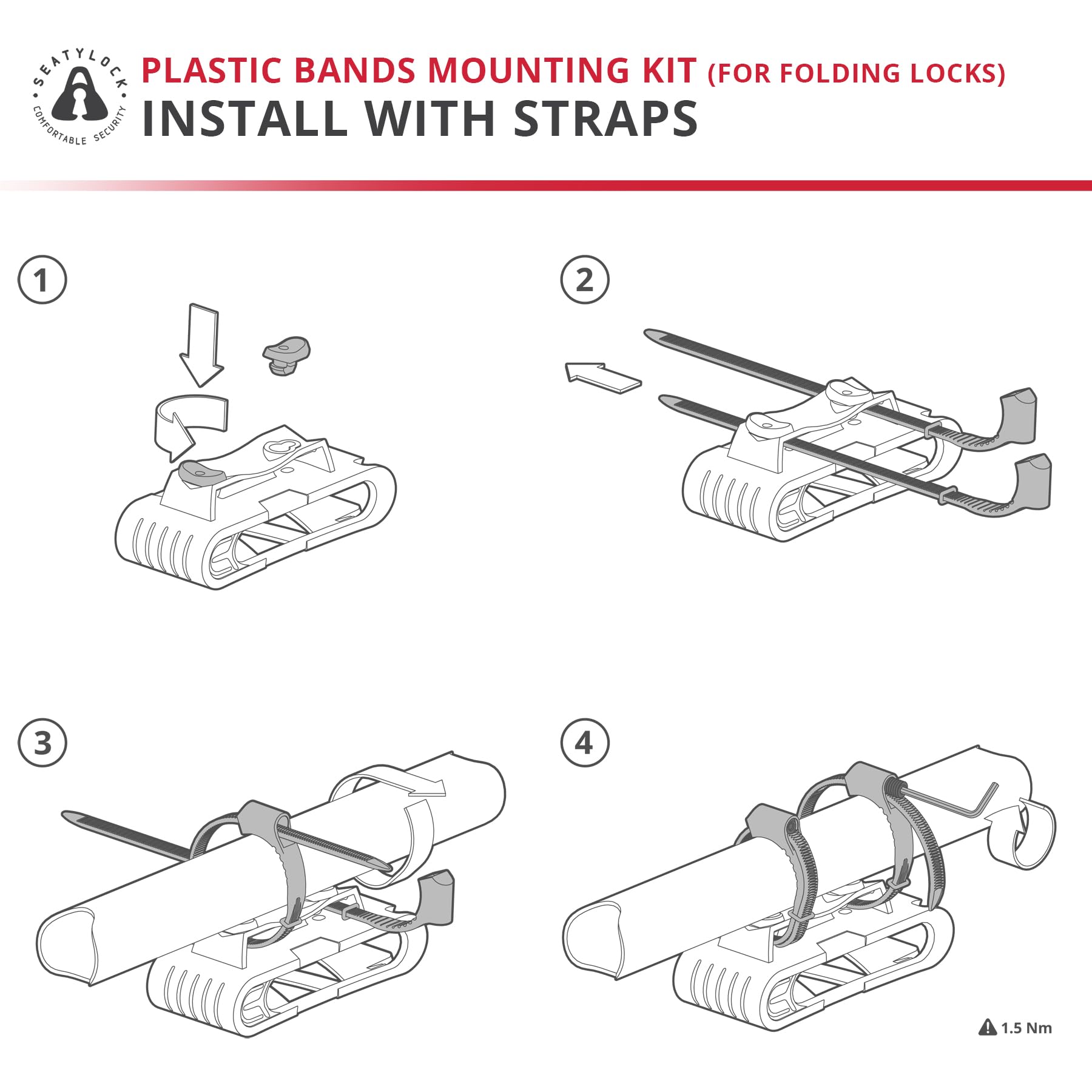 U Lock Mounting Bracket SeatyLock Bike U Lock Mount Heavy Duty