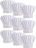SATINIOR 9-Pack Adjustable Chef Hats for Adults - Elastic Kitchen Baker Caps, Polyester, One Size Fits Most