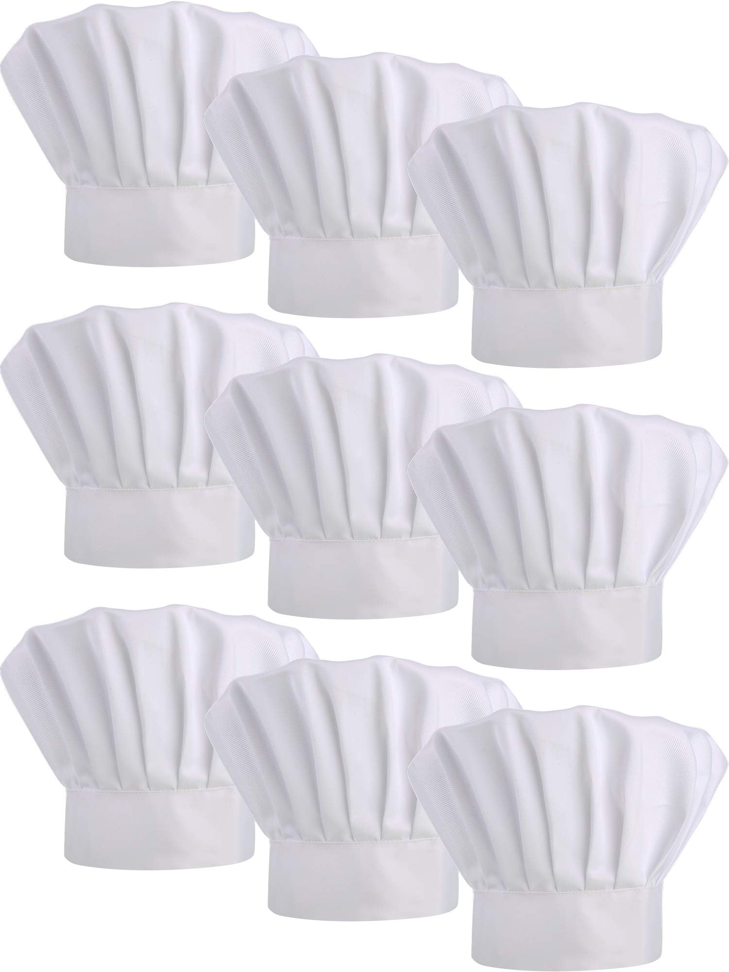 9 Pieces Chef Hats Adjustable Cooking Hat Elastic Kitchen Baker Caps for Adults