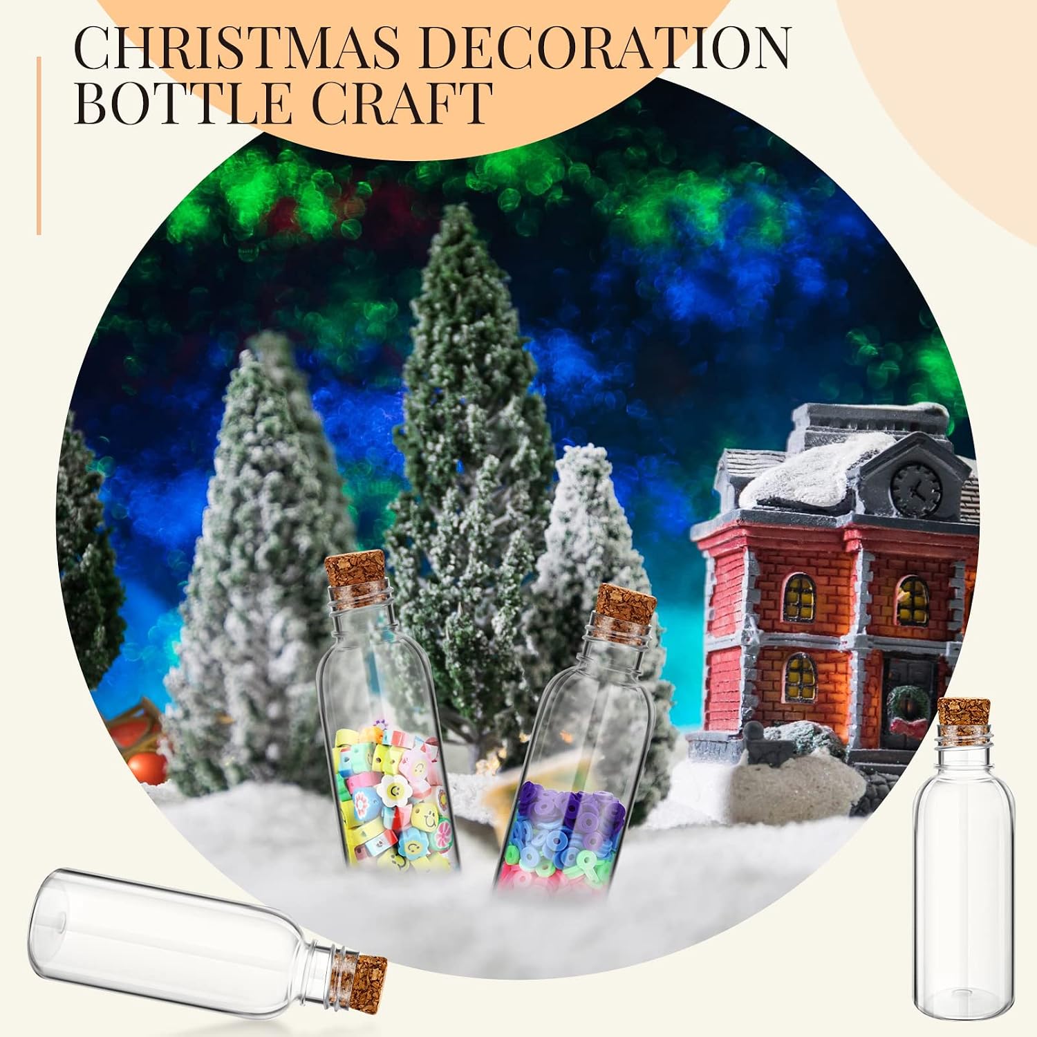 Lounsweer 50 Pack 2 oz Clear Plastic Sand Art Bottles with Cork Stoppers