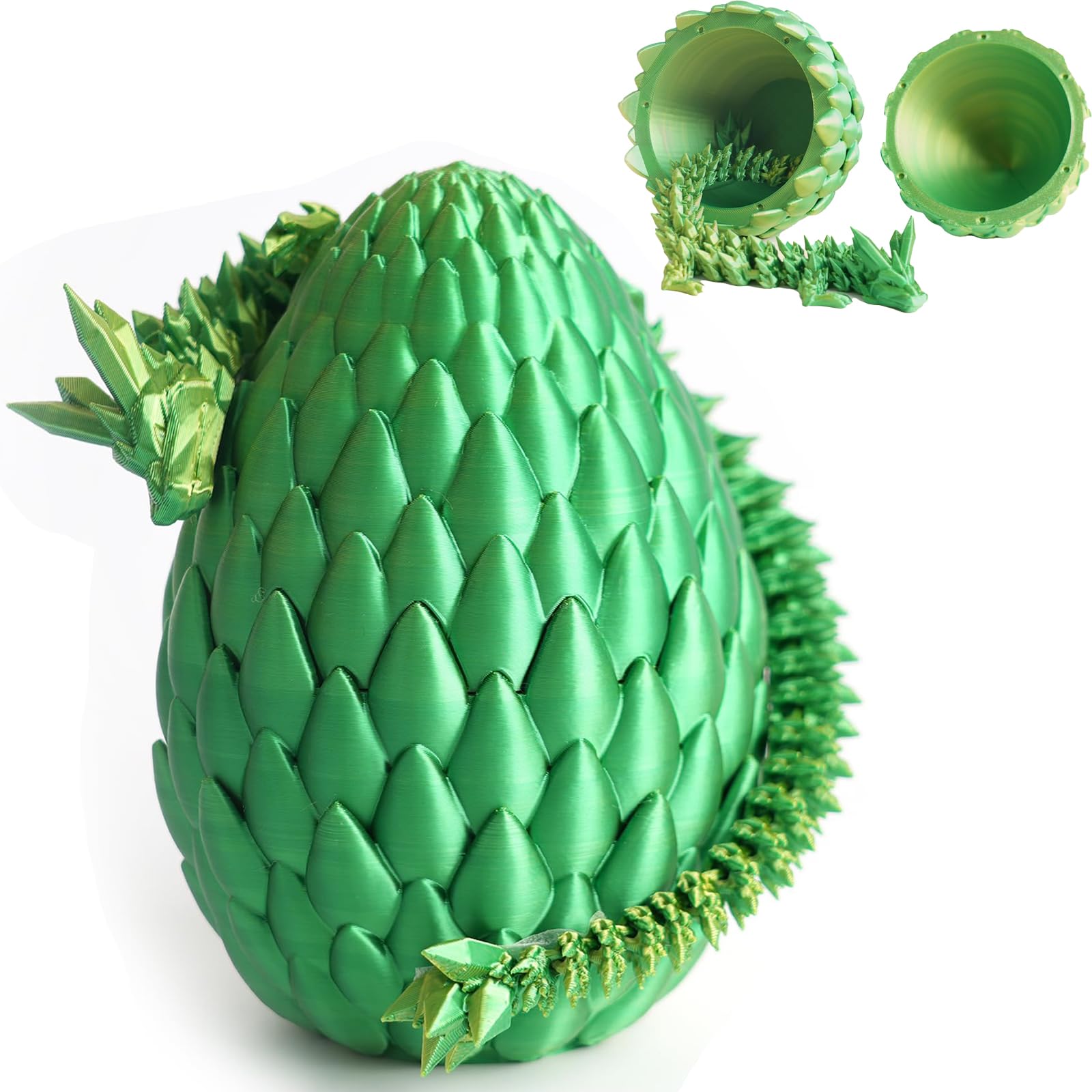 ZZXIAOJIE 3D Printed Dragon Egg Fidget Toys Mystery Crystal 3D Printed Animals Articulated Dragon Easter Eggs Gifts Home Desk Decor (Green-Yellow.B)
