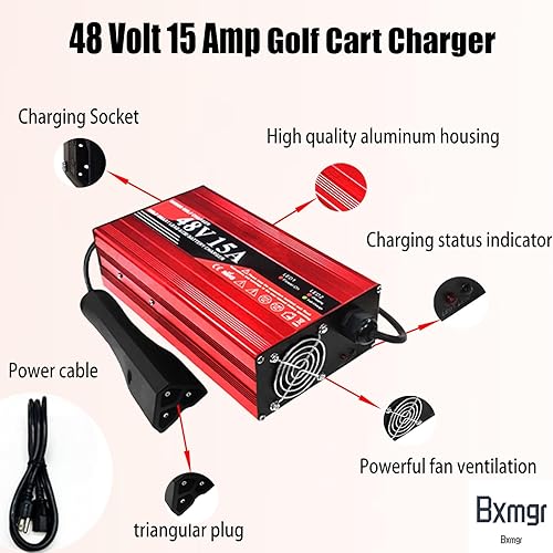 Miniatura 4 de Cargador de batería de 48 voltios (plomo-ácido) para EZGO RXV y TXT, cargador de goteo de 900W-15 amperios