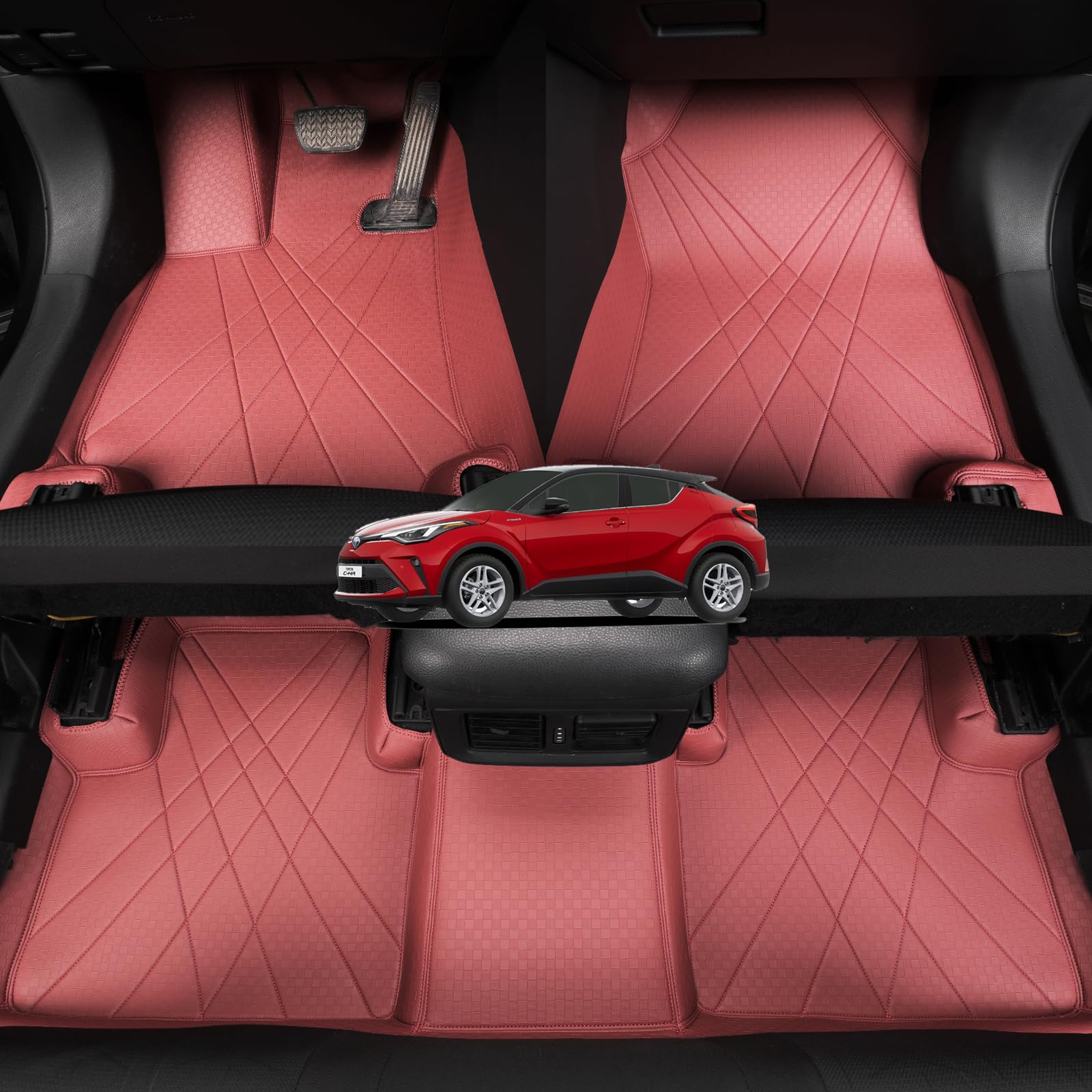 Amazon.com: EKR 客製化地墊適用於Toyota CHR 2017-2023 前排和第二排汽車地墊適合CHR 2017 2018 2020  2021 2022 2023 - 人造革(酒紅色) : 汽車