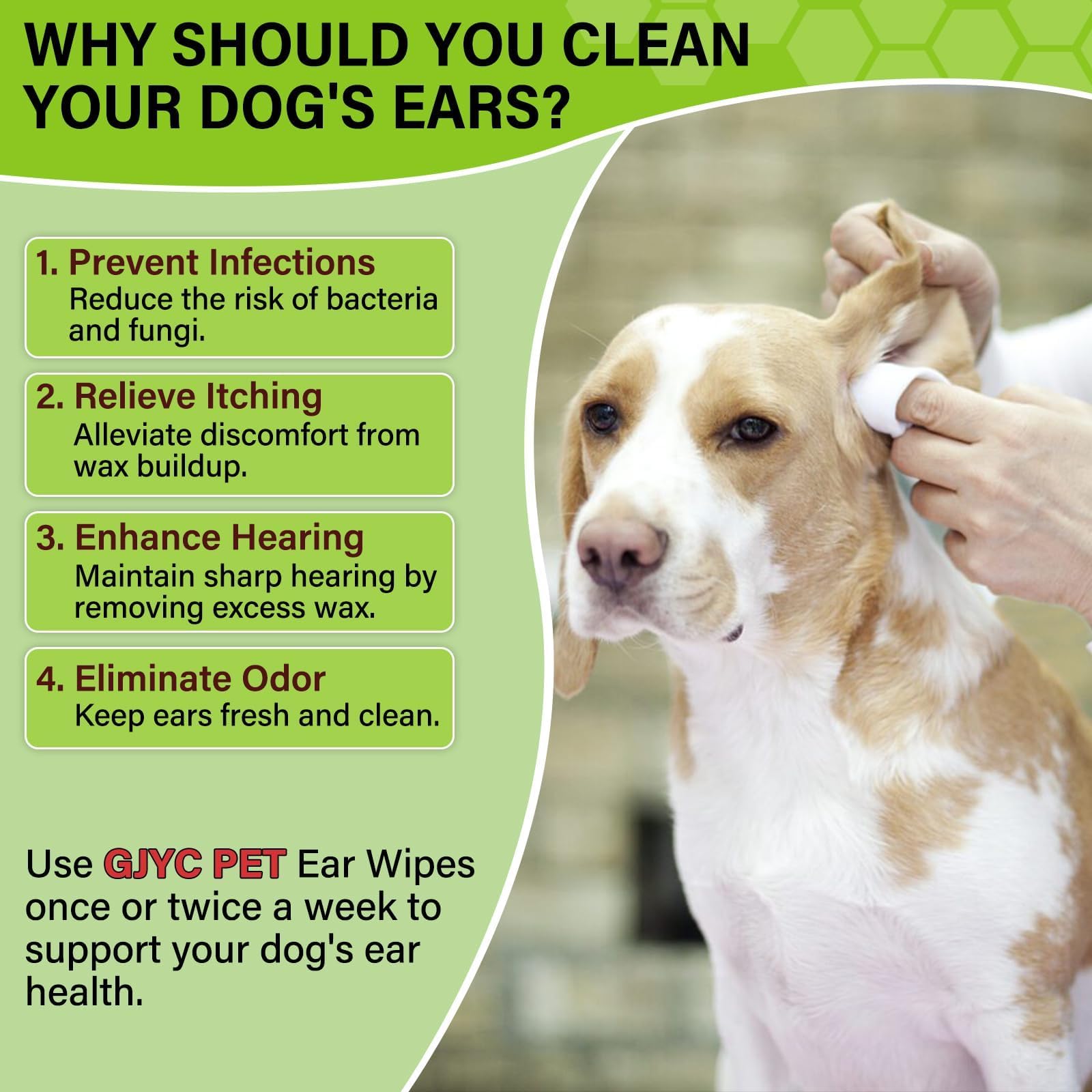 Dog Ear Wipes - Cat Dog Ear Cleaner, Puppy Ear Wipes Wash Cleaner for Dogs Cats - 100 Wipes for Dog Cat Ear Cleaning, Remove Ear Wax Dirt Debris for Dogs Cats Ear Infection Treatment Wipes - image 5