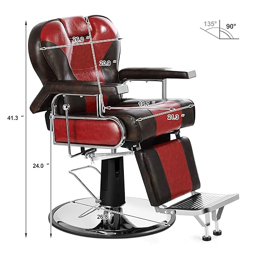 Miniatura 11 de Artist hand Silla de peluquería reclinable resistente con reposacabezas y reposapiés, silla giratoria de 360 grados, equipo de belleza para Negro