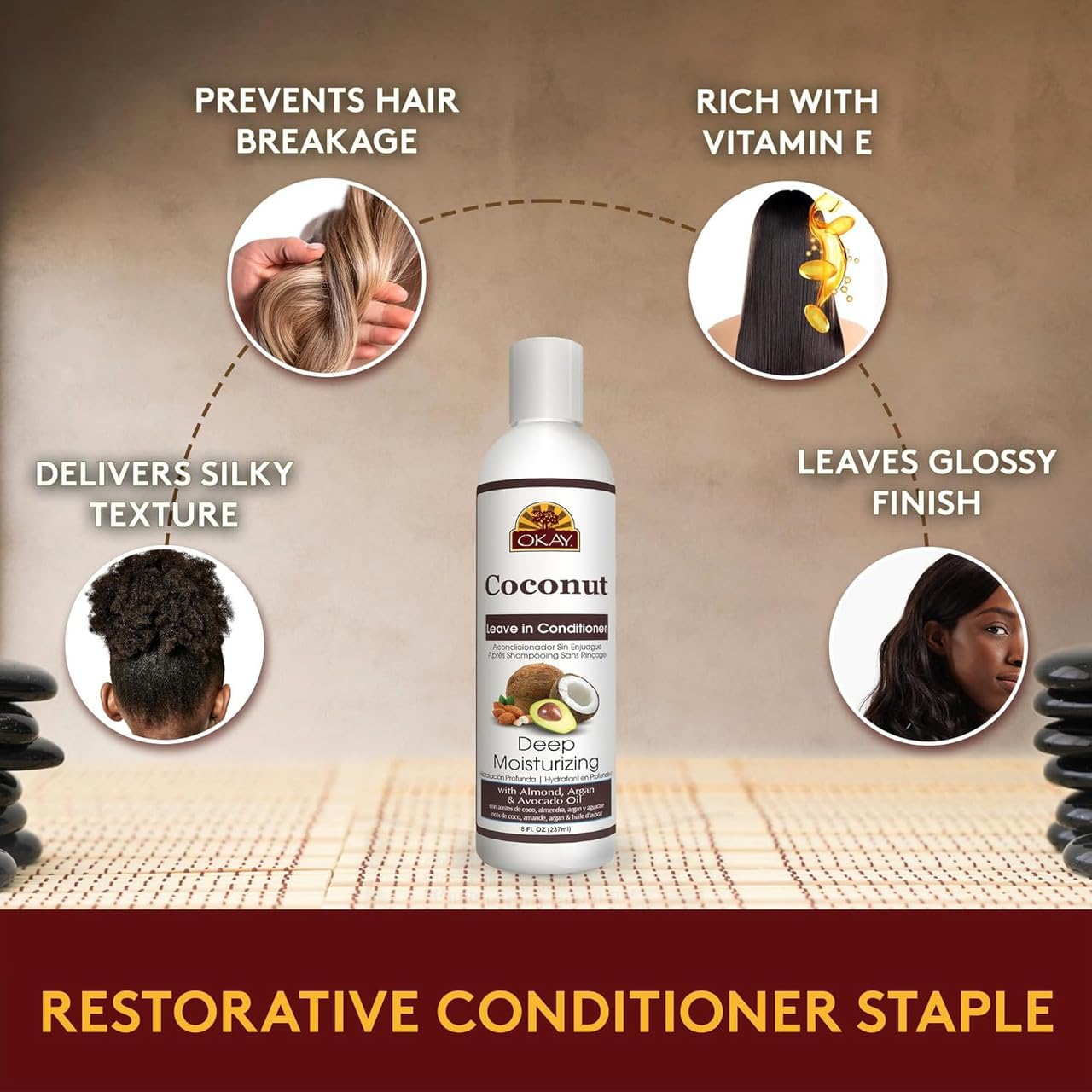 Okay OKAY Coconut Oil Tief Feuchtigkeitsspendende Leave-in Conditioner, 8 Ounce