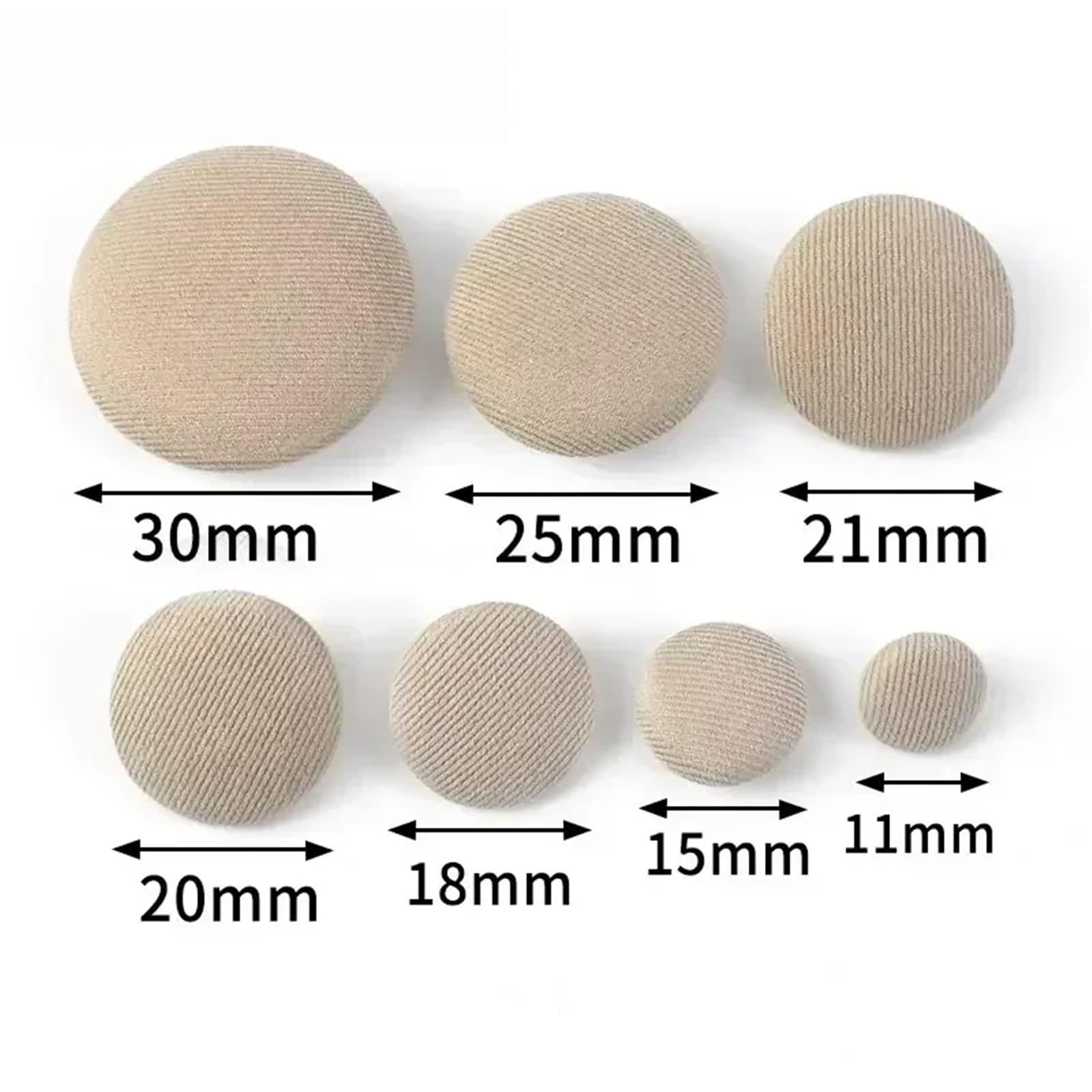 200 szt. okrągłych przycisków pokrytych tkaniną (23 mm)