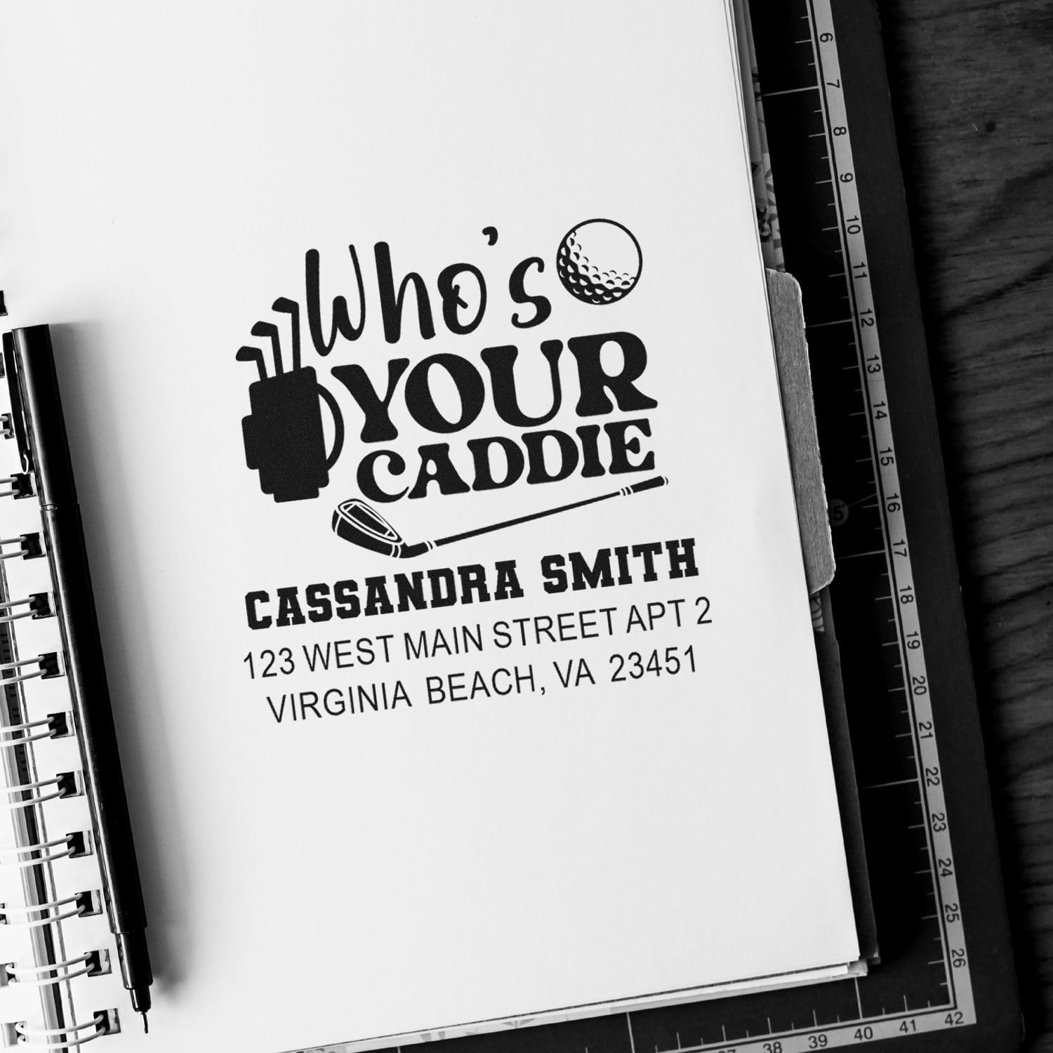 Caddie Humor Duo Hand Mailing Stamp - Address Stamp for Cards