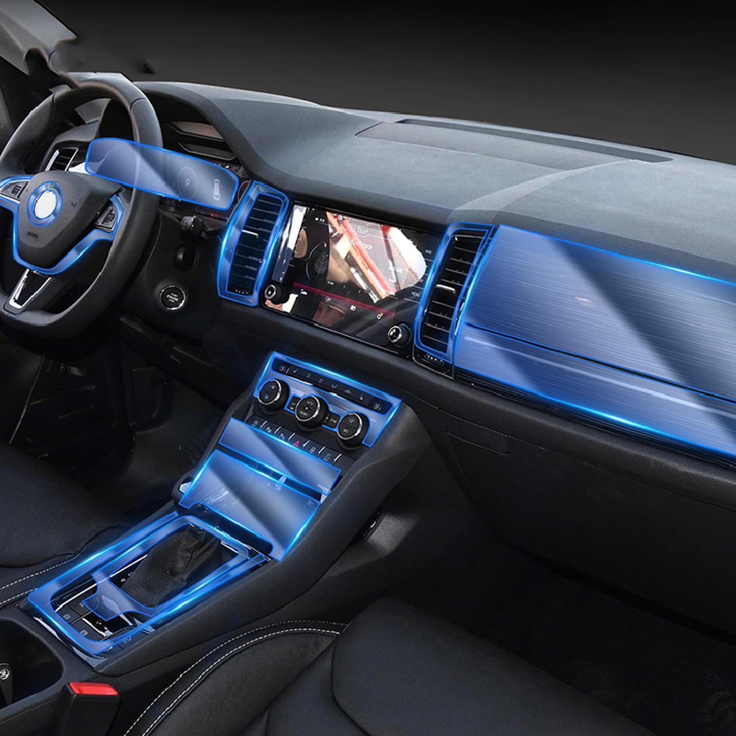 LAVIYE Car Interior Center Console Transparent TPU Protective Film Anti-Scratch Repair Film Accessories,for Skoda Kodiaq GT 2017-2023