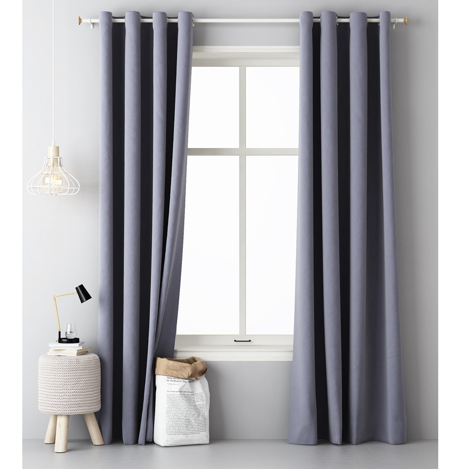JEMIDI Cortina Opaca con Ojales - Cortina Individual Moderna de 140 x 250 cm con Anillas de Metal - para salón Dormitorio Cocina Comedor habitación