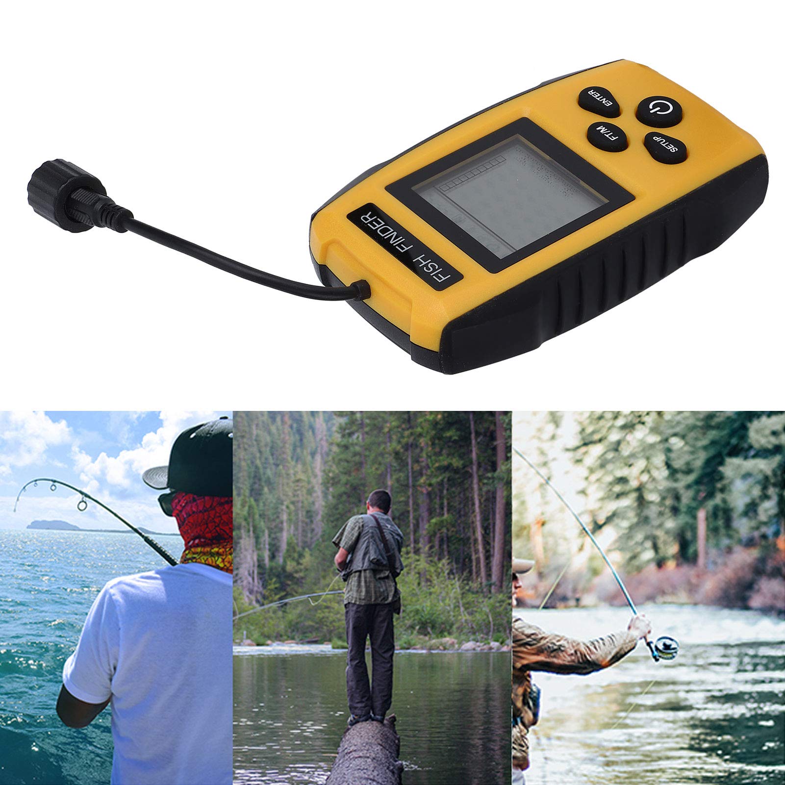 Alvinlite Ecoscandaglio Portatile Ecoscandaglio Portatile Attrezzatura da Pesca Ecoscandaglio per Pesca nell'oceano Pesca sul Ghiaccio Pesca sul Lago