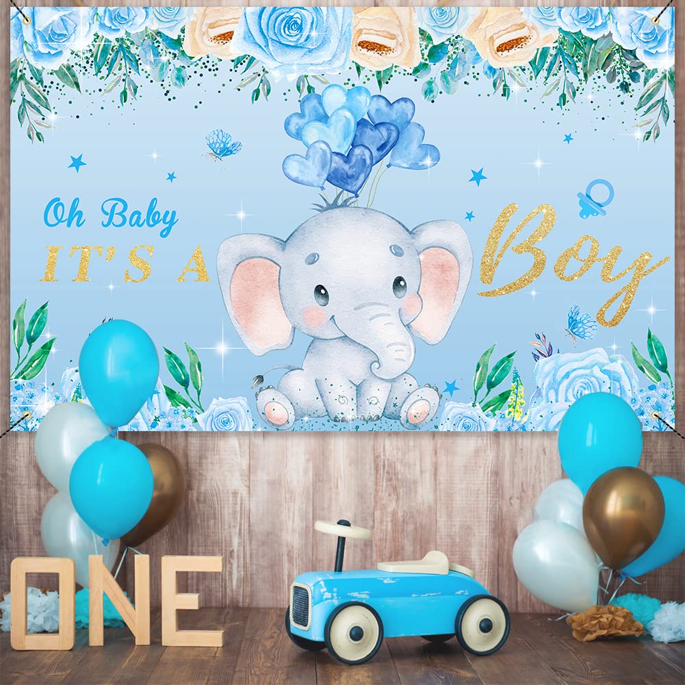 Crcle ts a boy elephant baby shower backdrop banner lofars – Artoft